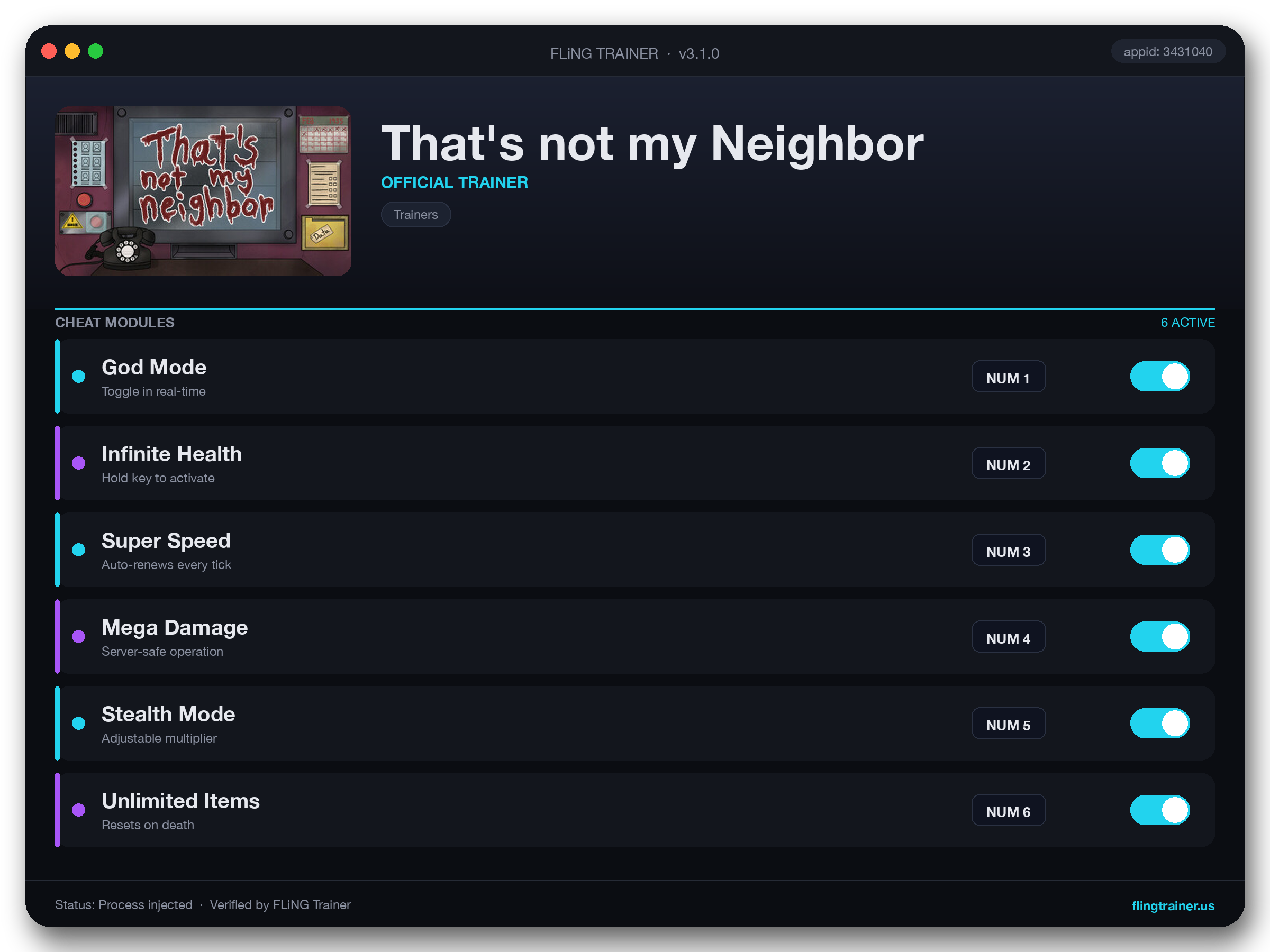 That's not my Neighbor Trainer interface