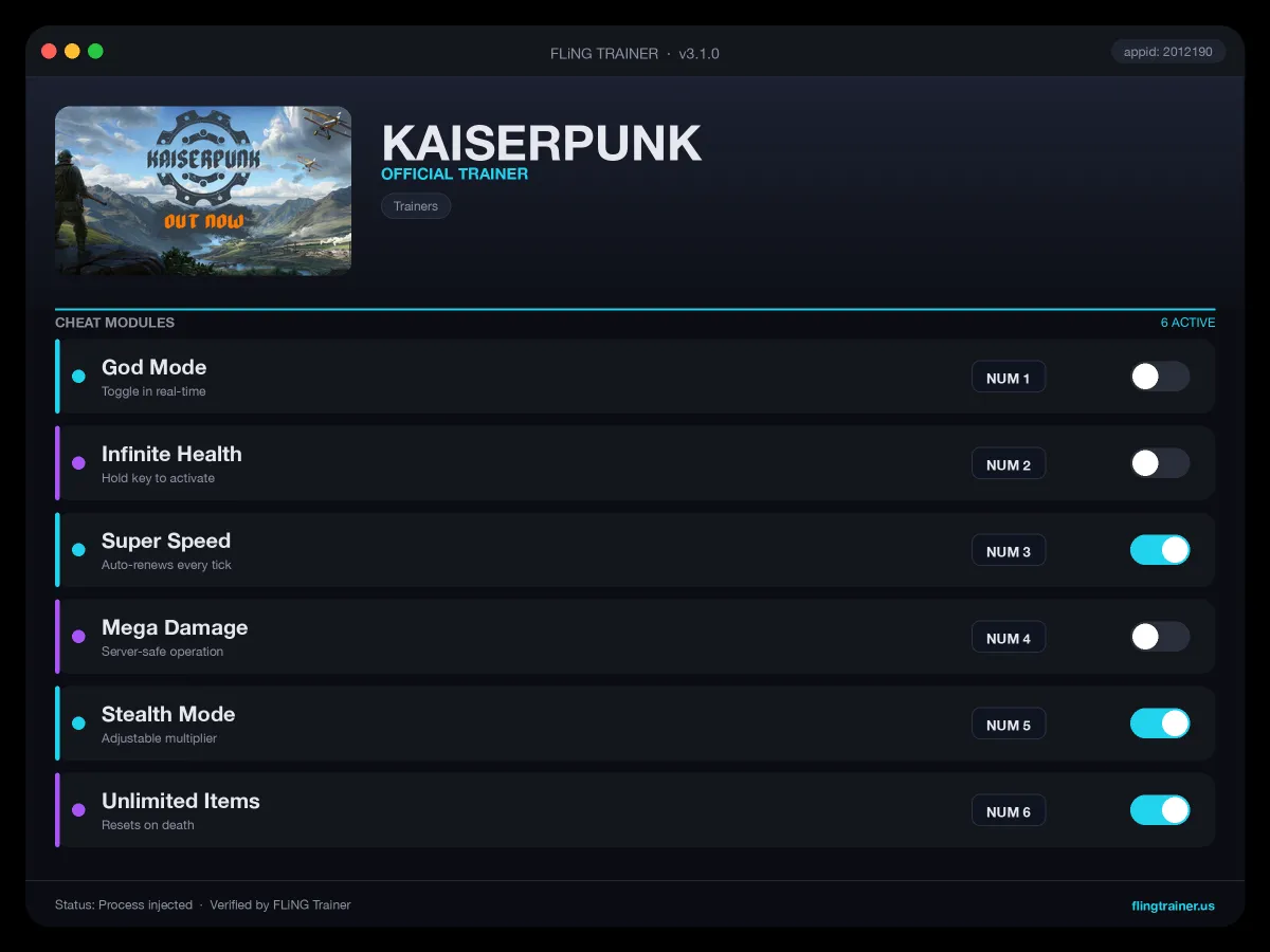 KAISERPUNK Trainer interface