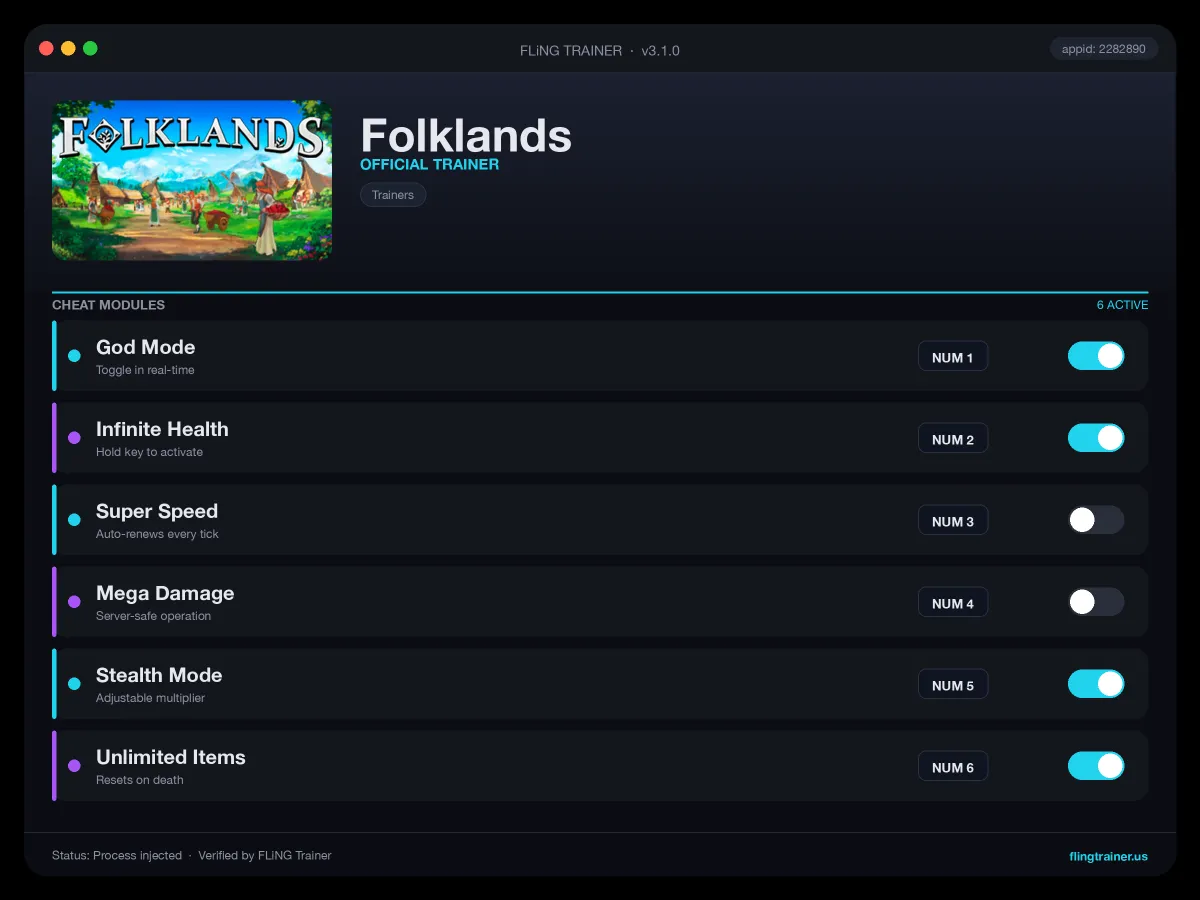 Folklands Trainer interface