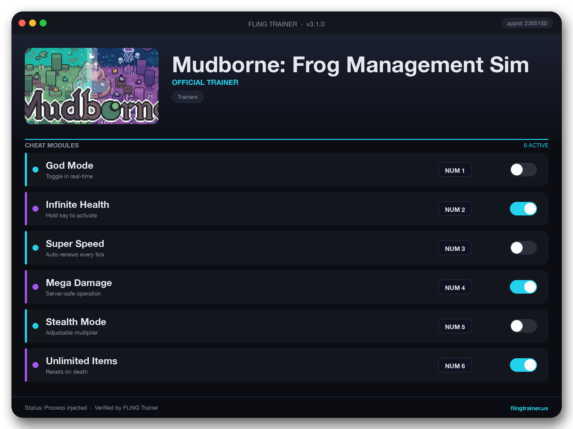 Mudborne: Frog Management Sim Trainer interface