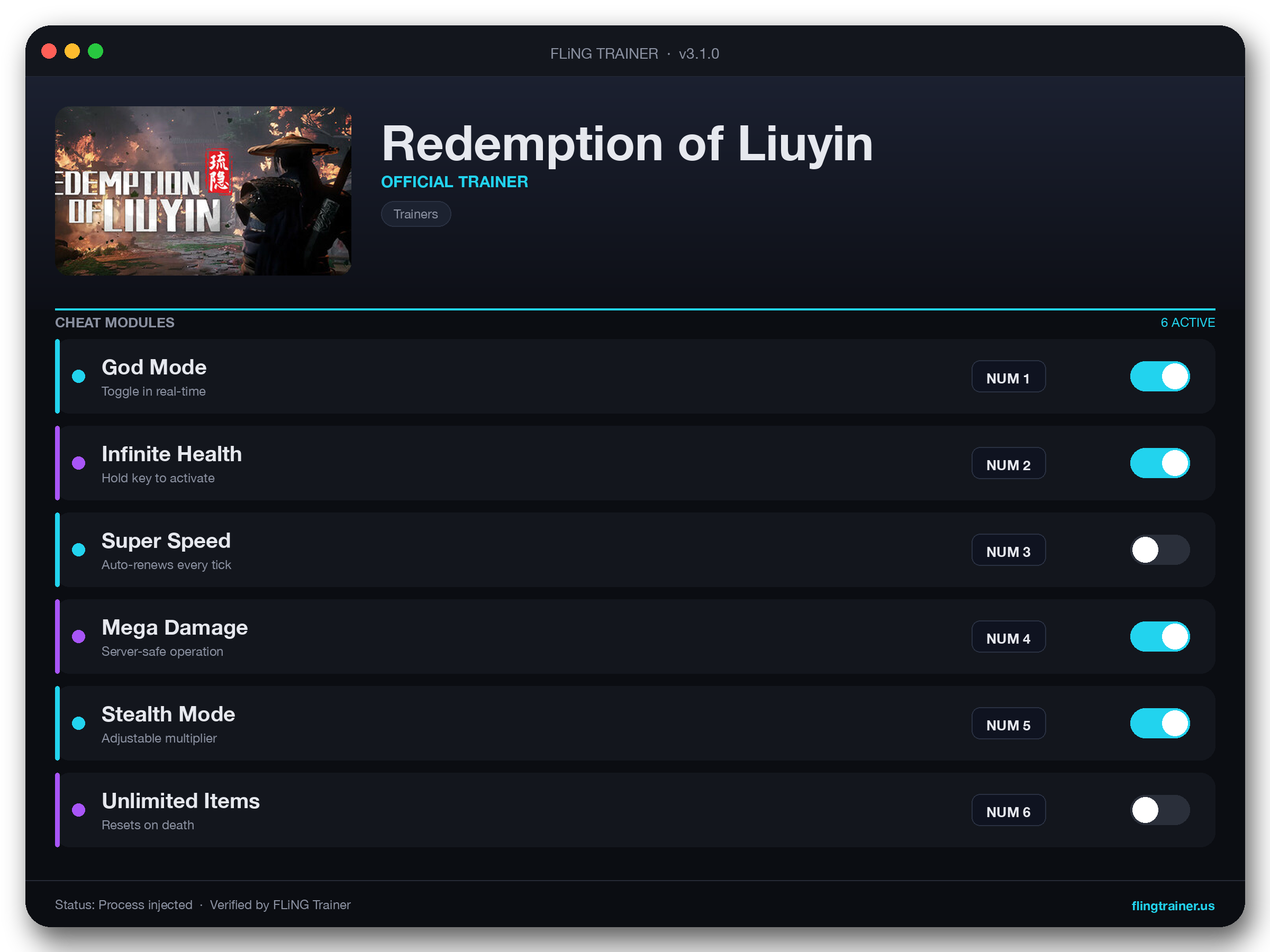 Redemption of Liuyin Trainer interface