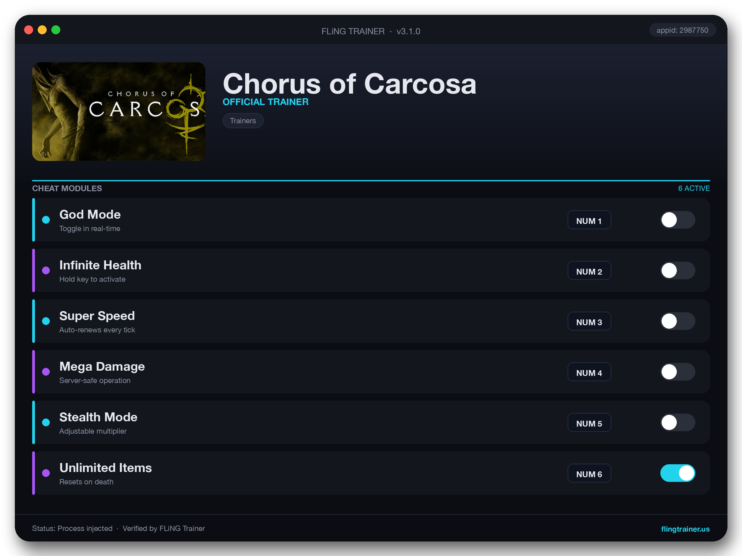 Chorus of Carcosa Trainer interface