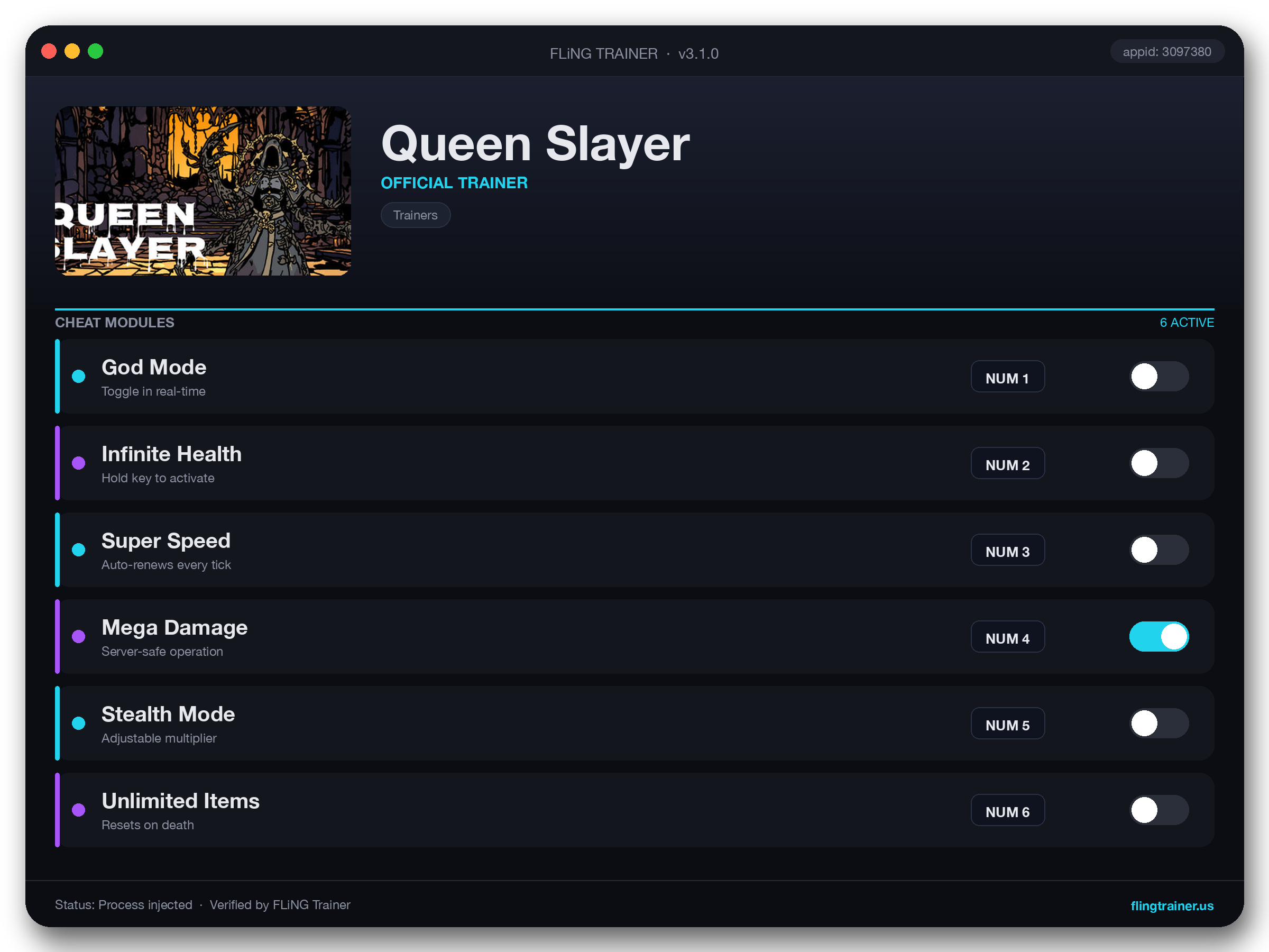 Queen Slayer Trainer interface