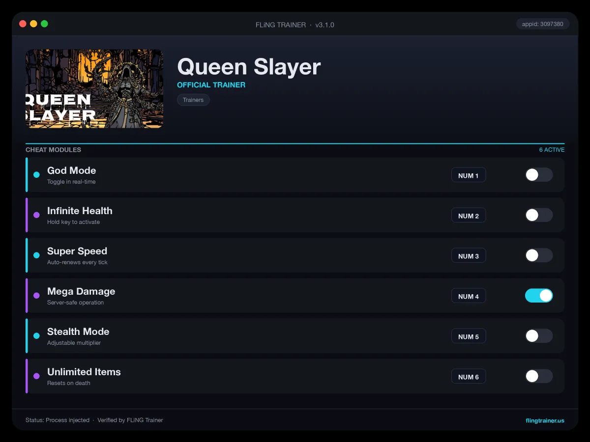 Queen Slayer Trainer interface