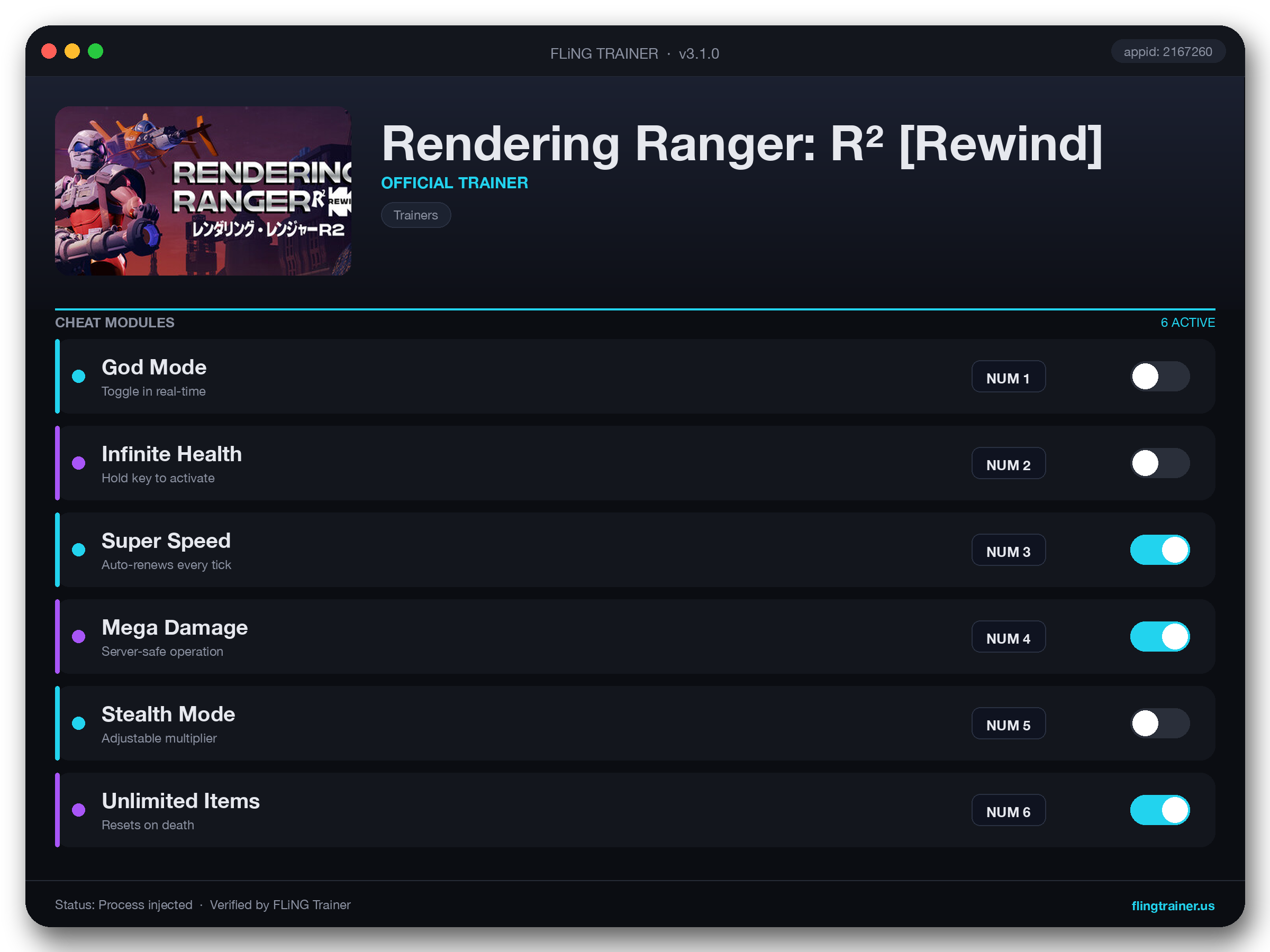 Rendering Ranger: R² [Rewind] Trainer interface