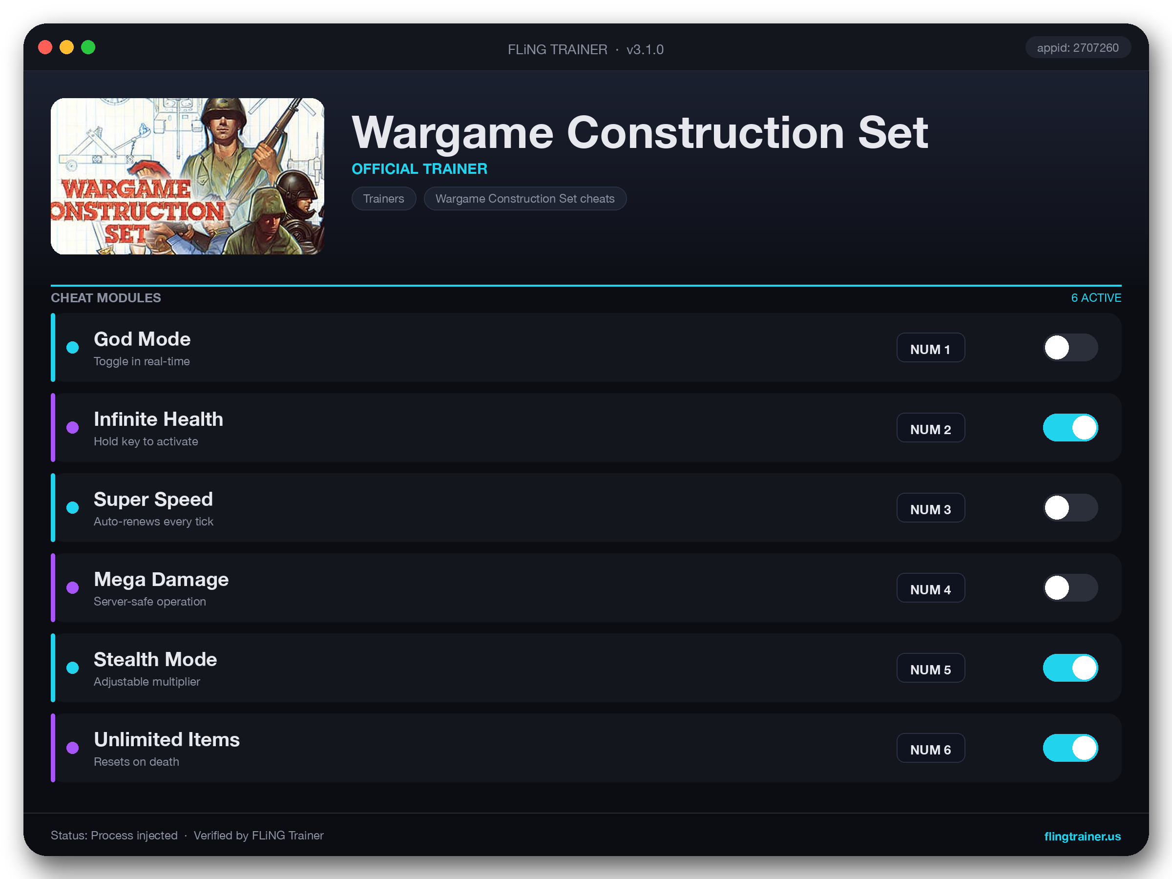 Wargame Construction Set Trainer interface