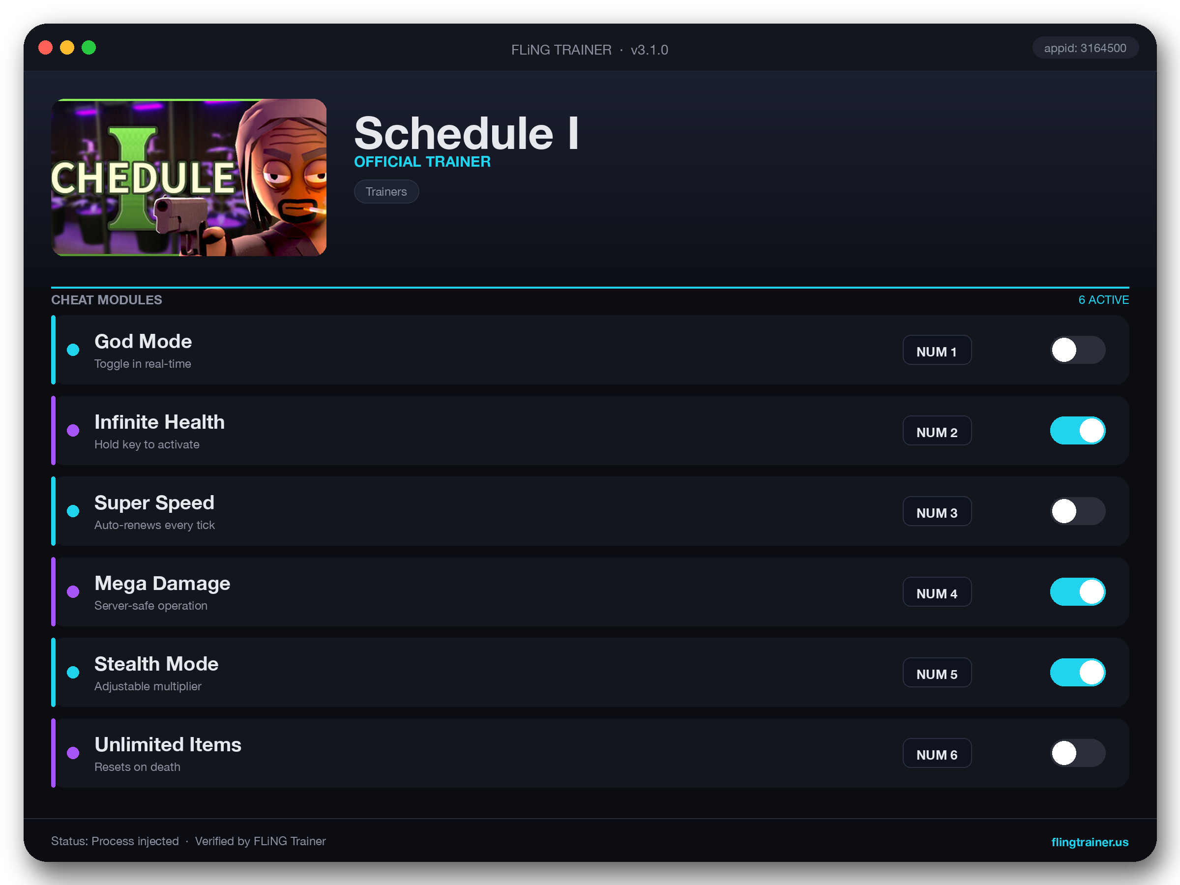 Schedule I Trainer interface