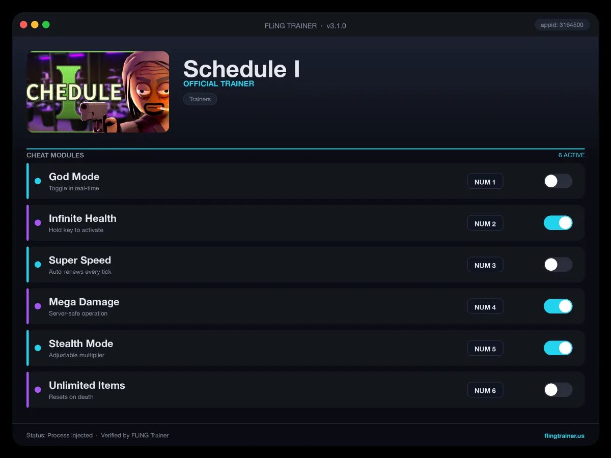 Schedule I Trainer interface