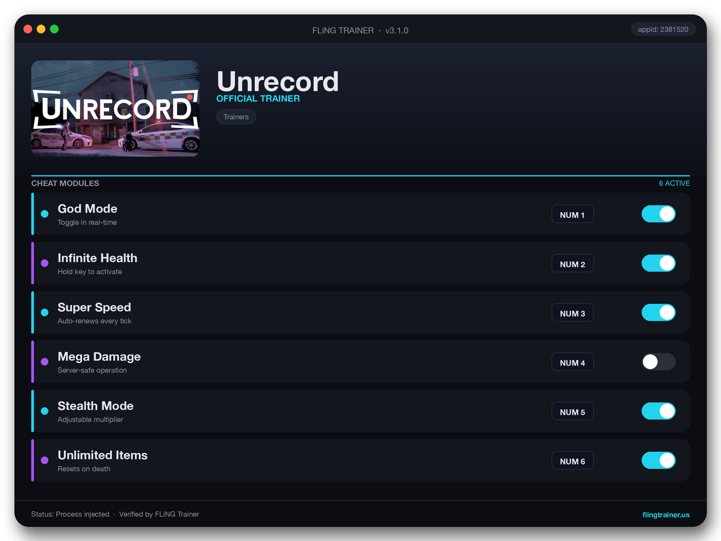 Unrecord Trainer interface