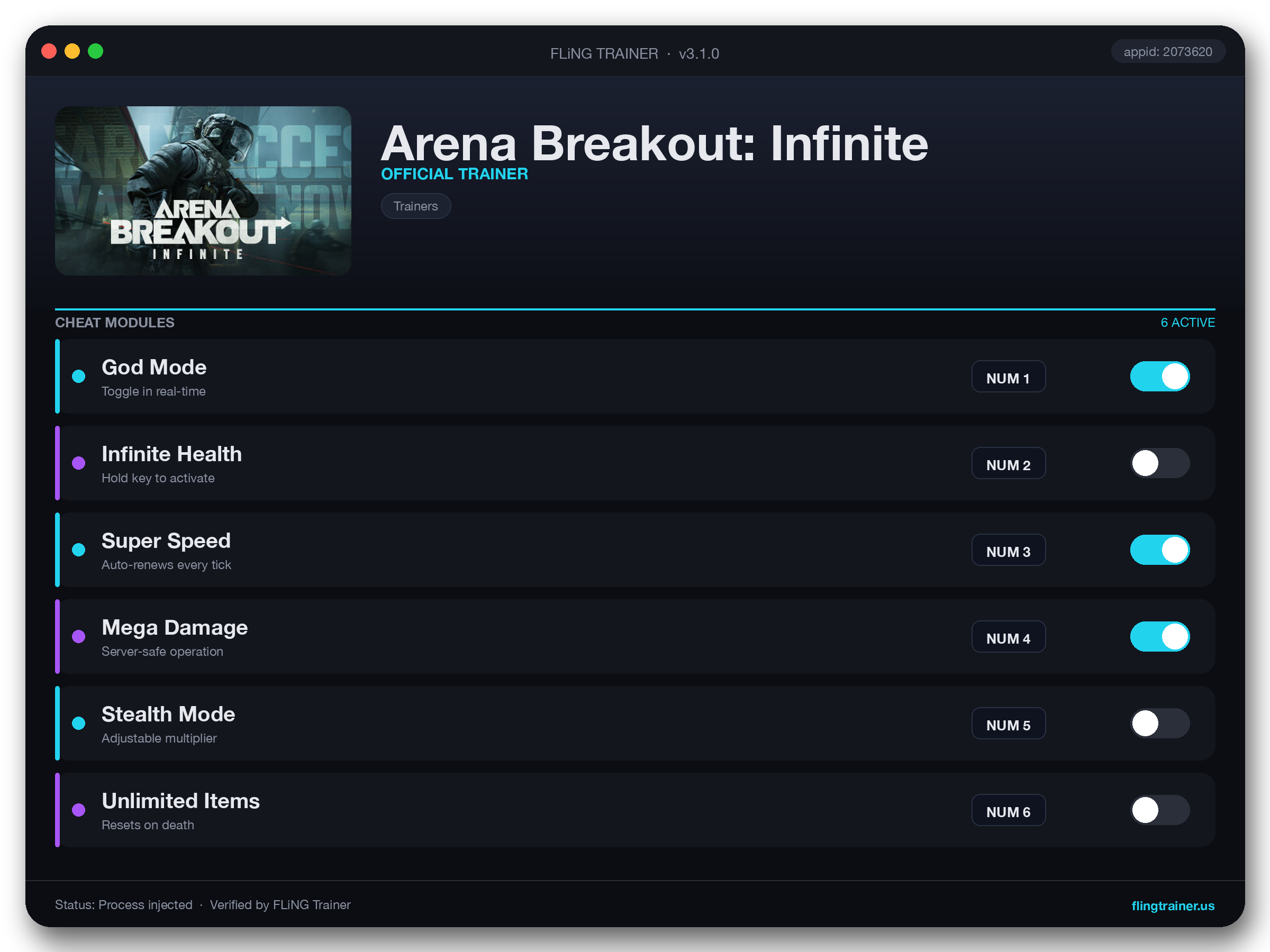 Arena Breakout: Infinite Trainer interface