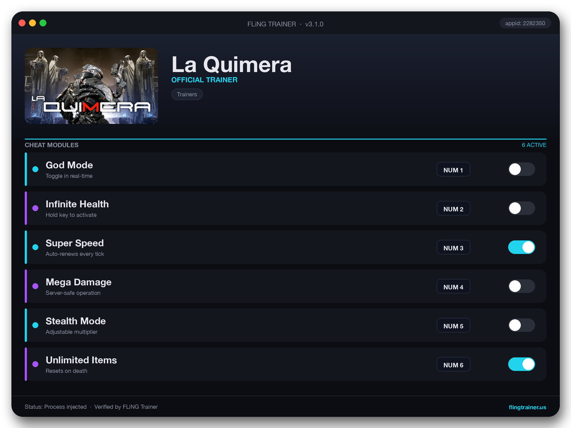 La Quimera Trainer interface