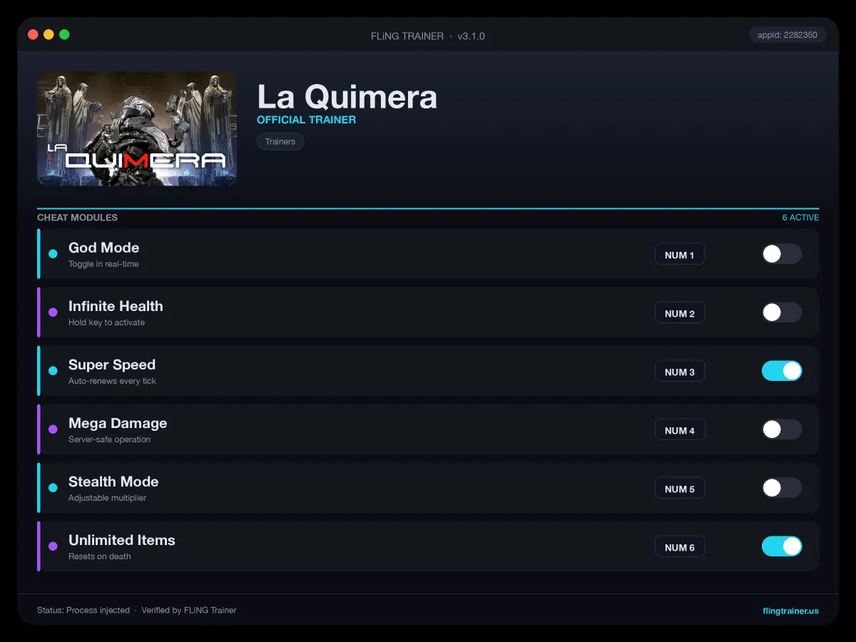 La Quimera Trainer interface