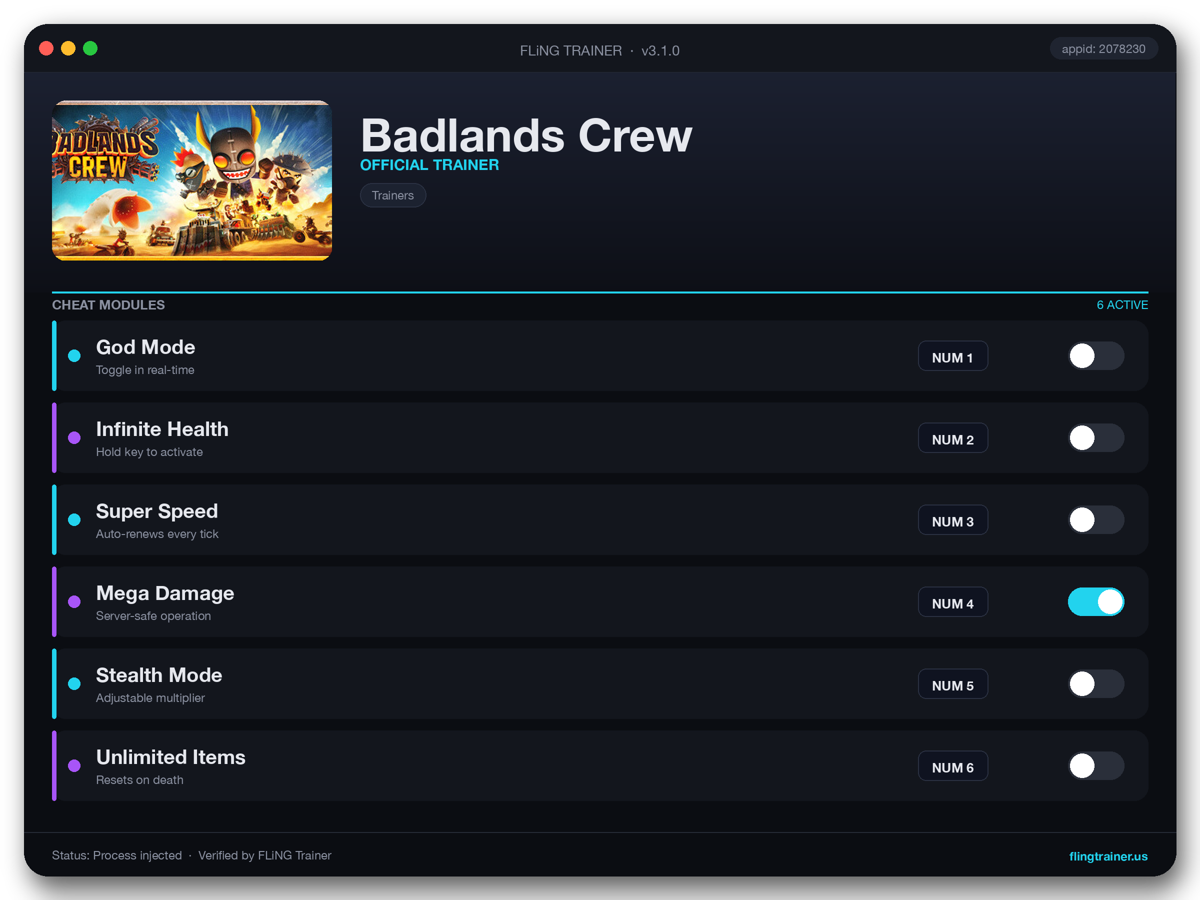 Badlands Crew Trainer interface