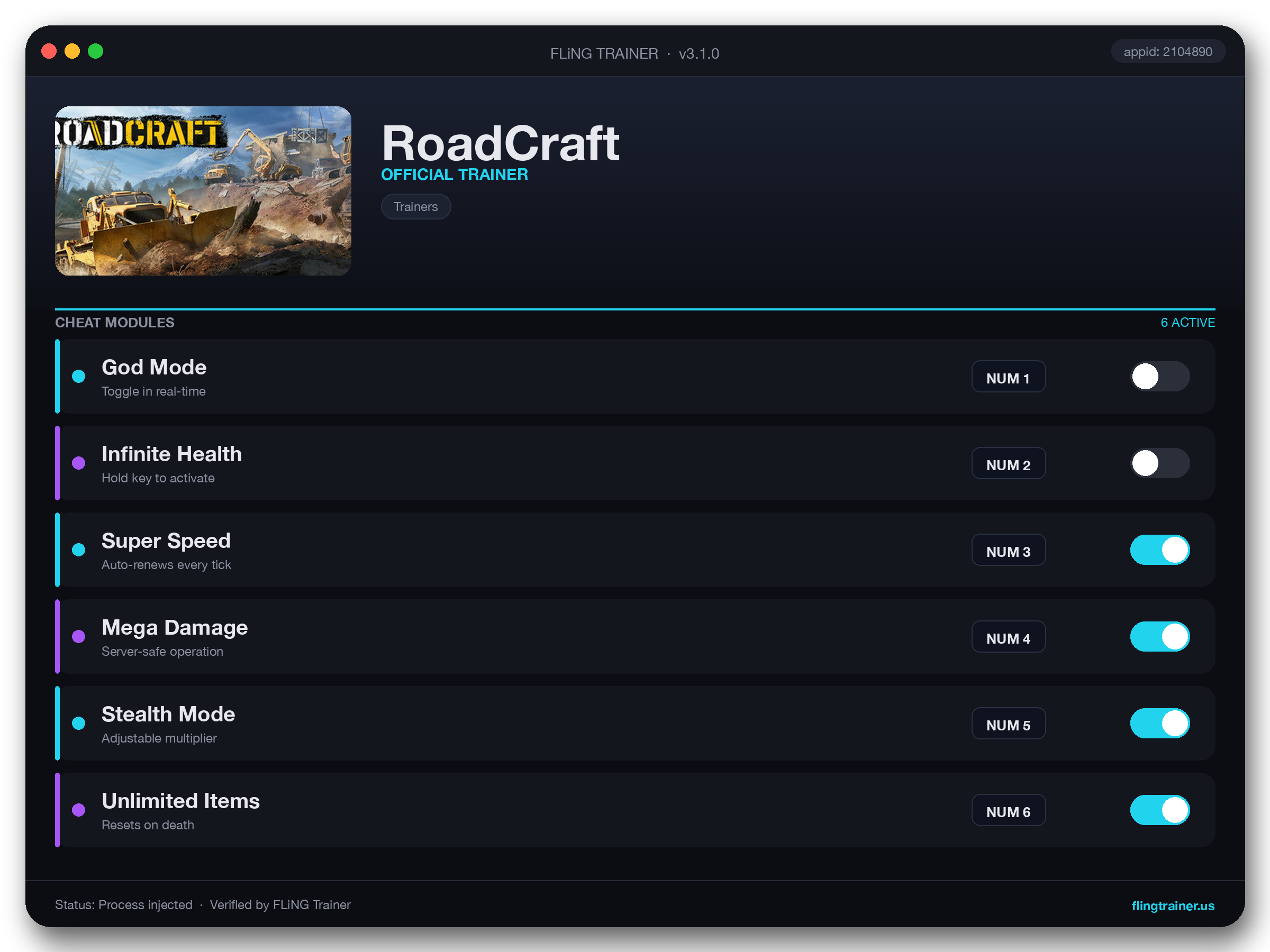 RoadCraft Trainer interface