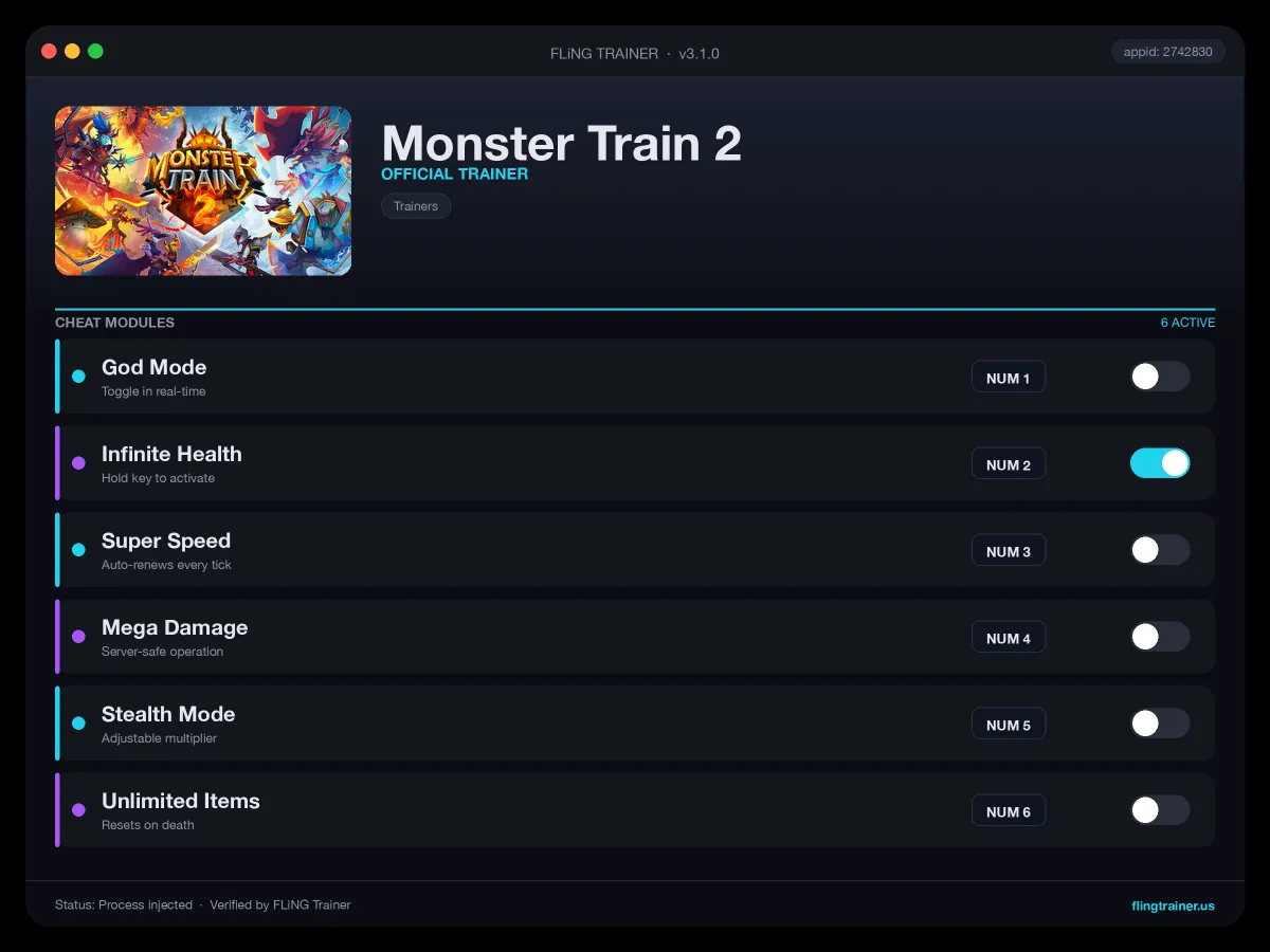 Monster Train 2 Trainer interface