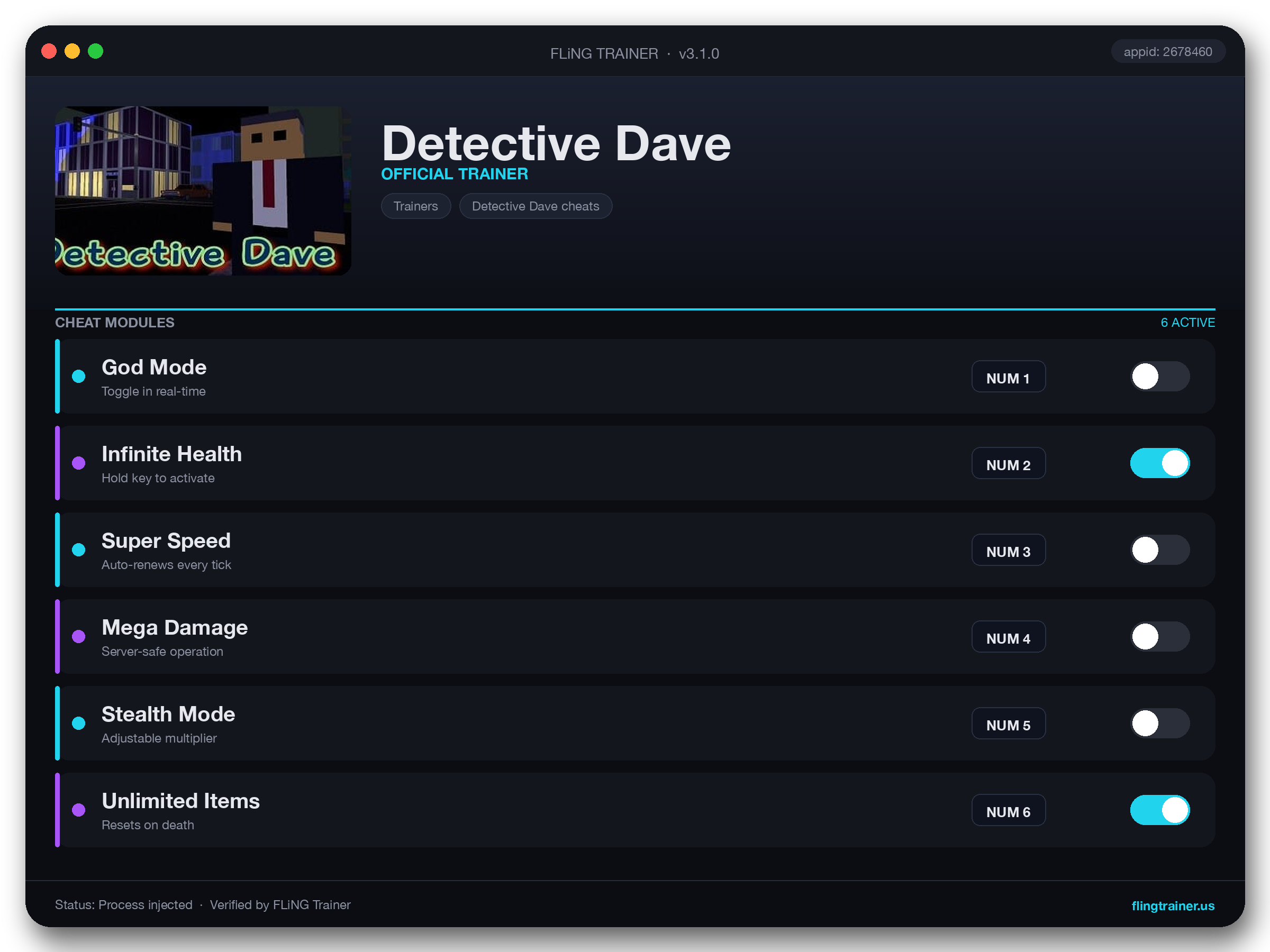 Detective Dave Trainer interface