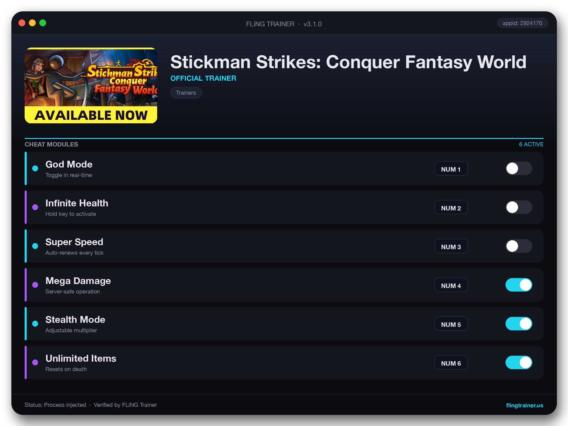 Stickman Strikes: Conquer Fantasy World Trainer interface