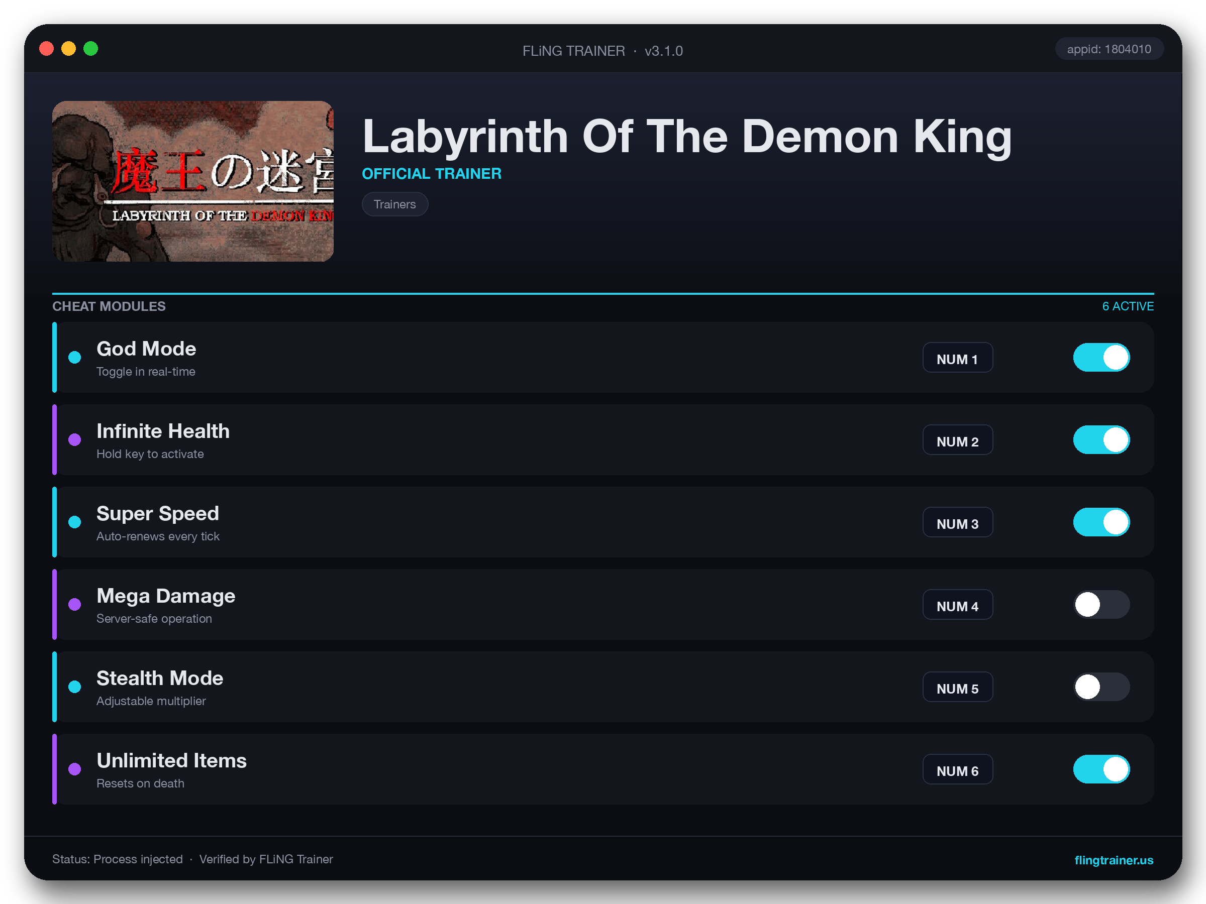 Labyrinth Of The Demon King Trainer interface