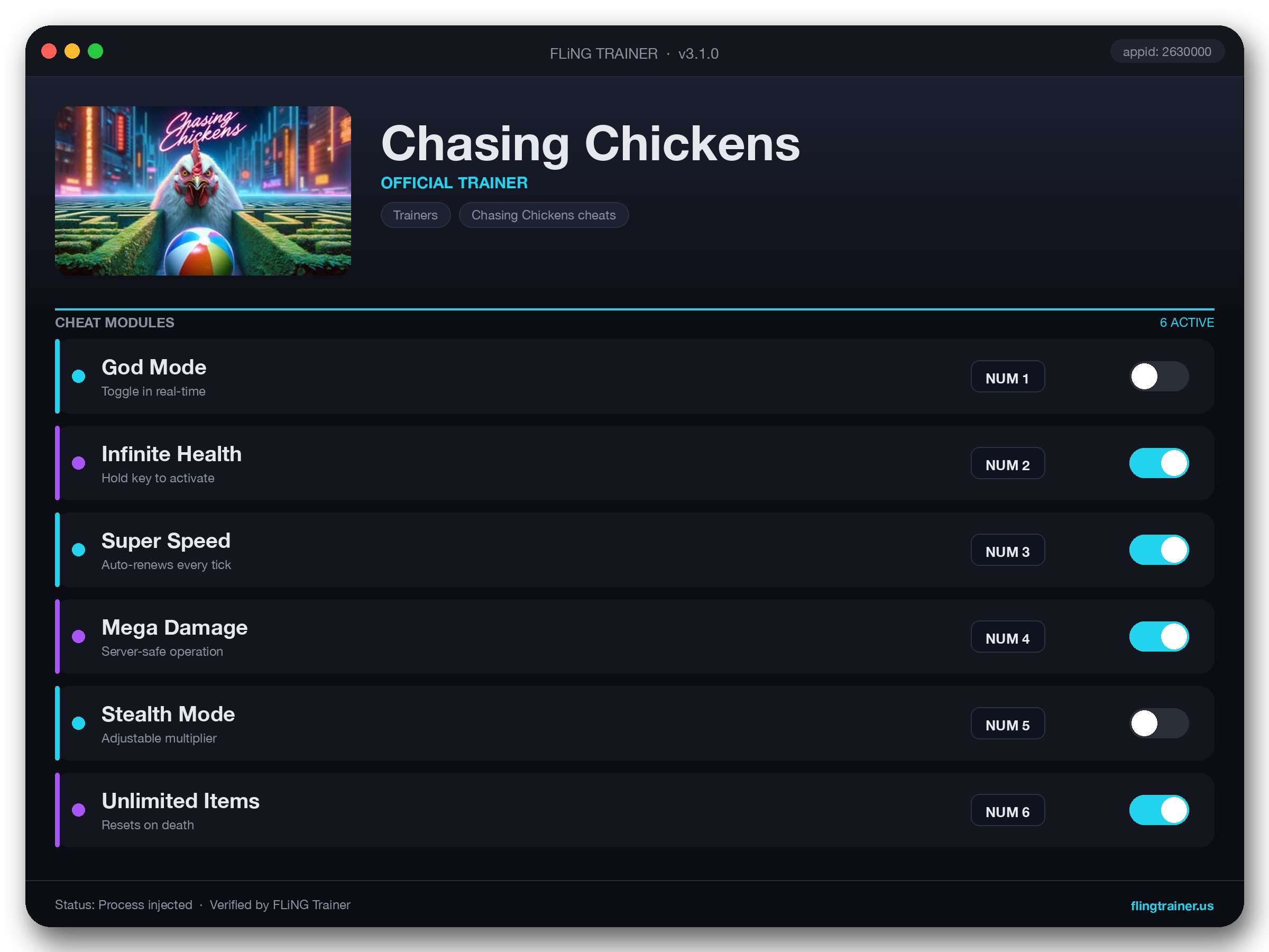 Chasing Chickens Trainer interface