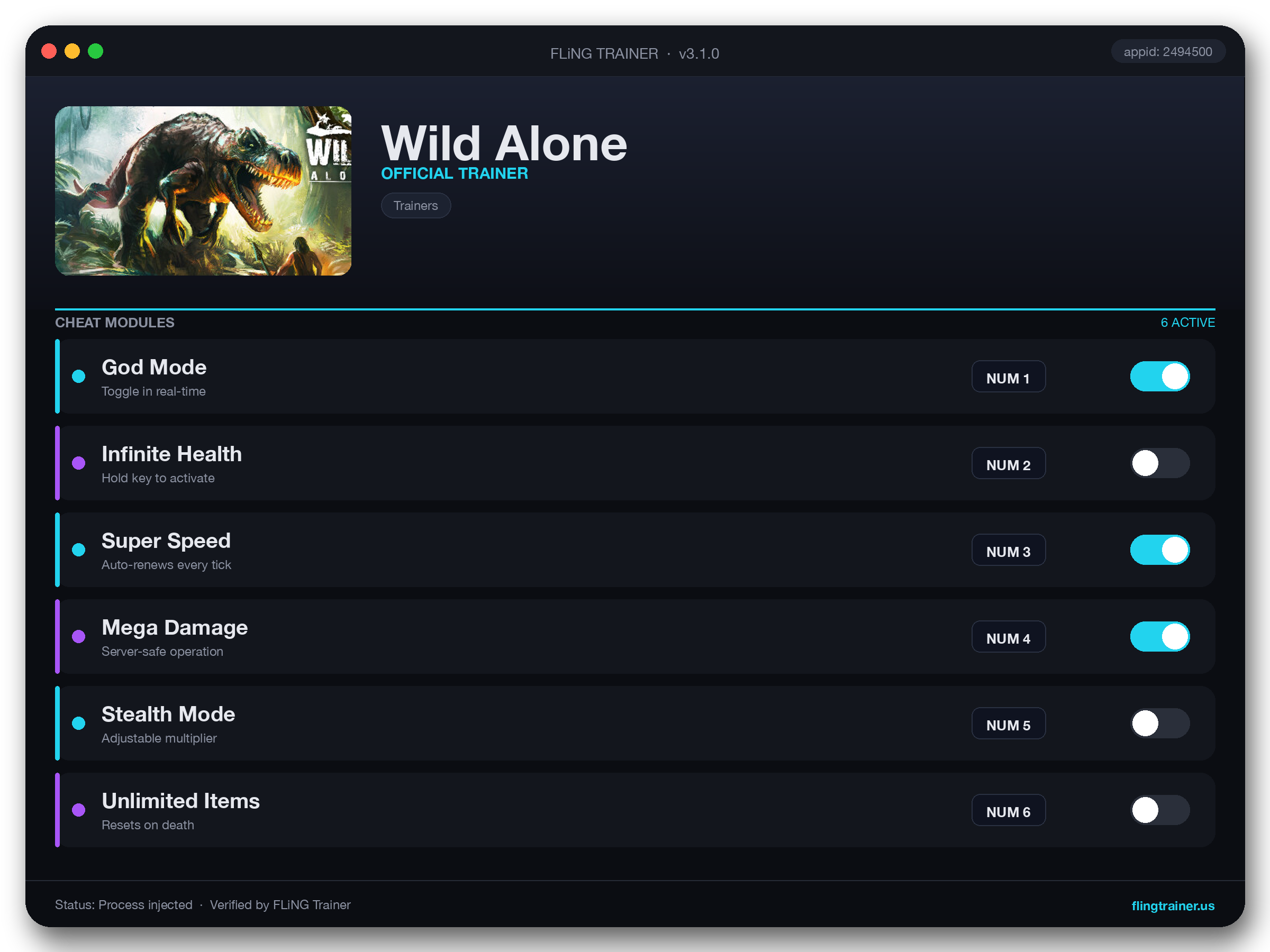 Wild Alone Trainer interface