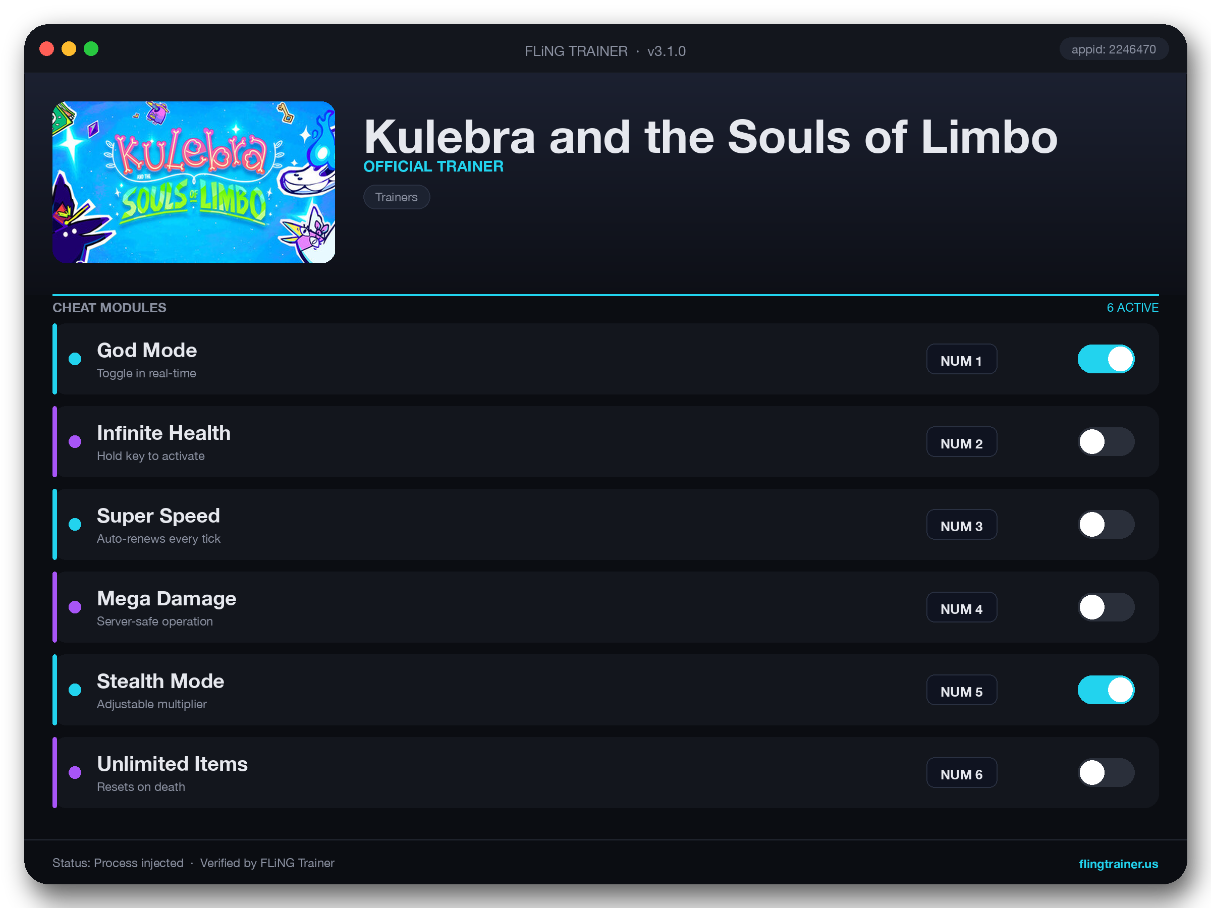 Kulebra and the Souls of Limbo Trainer interface