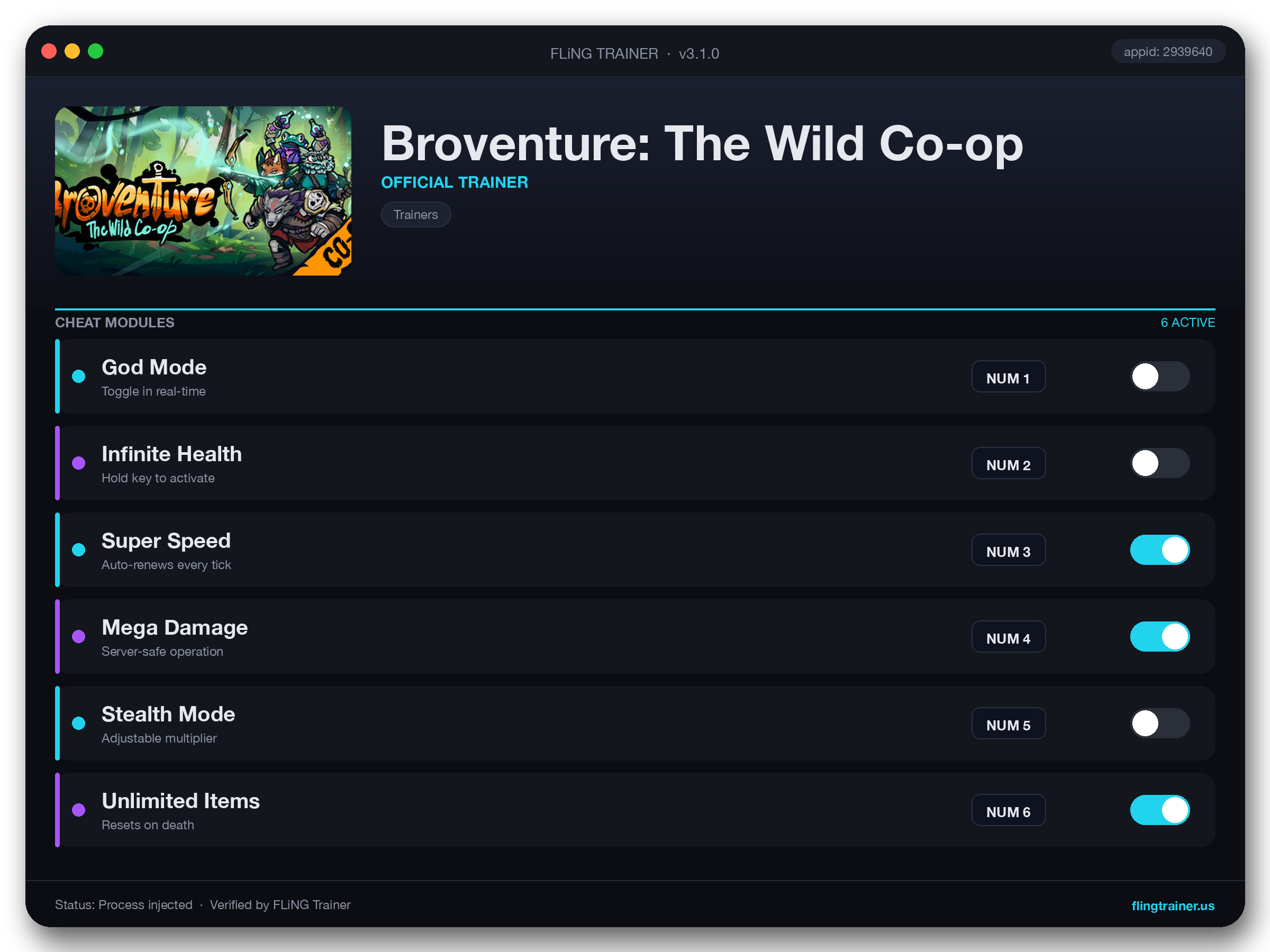 Broventure: The Wild Co-op Trainer interface