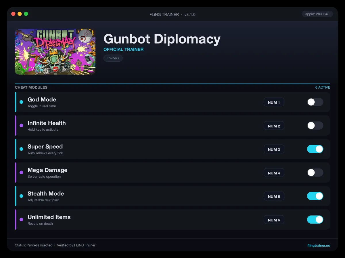 Gunbot Diplomacy Trainer interface