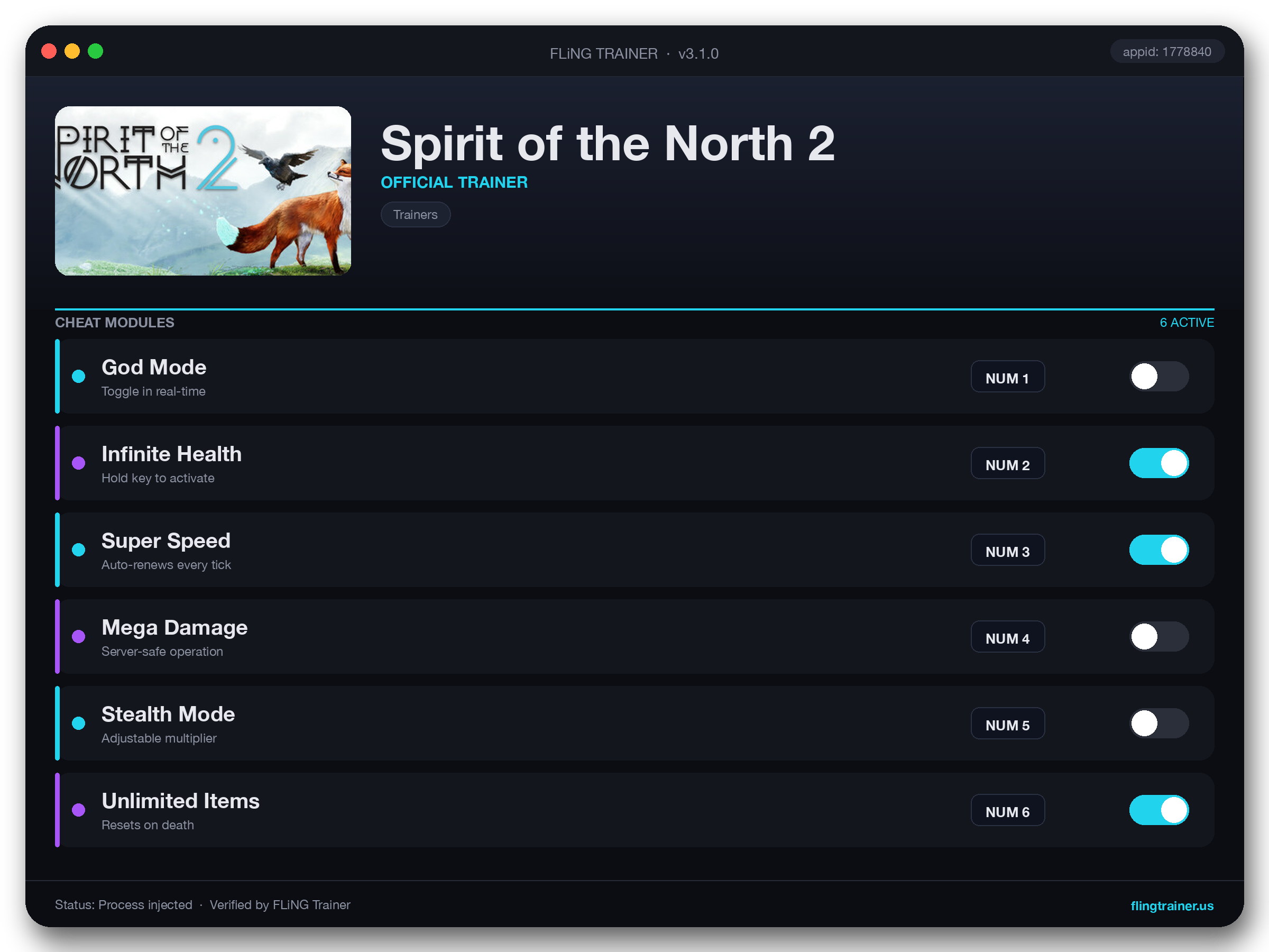 Spirit of the North 2 Trainer interface