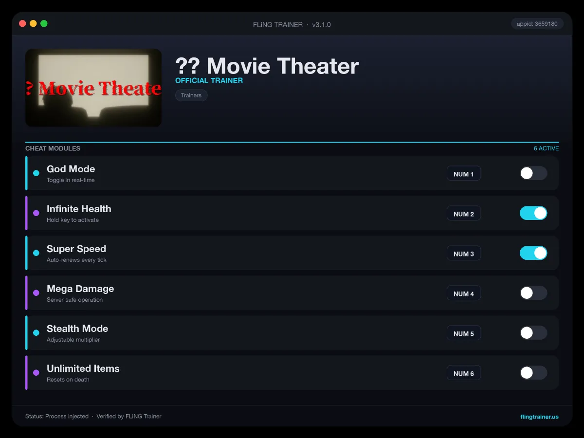 ?? Movie Theater Trainer interface