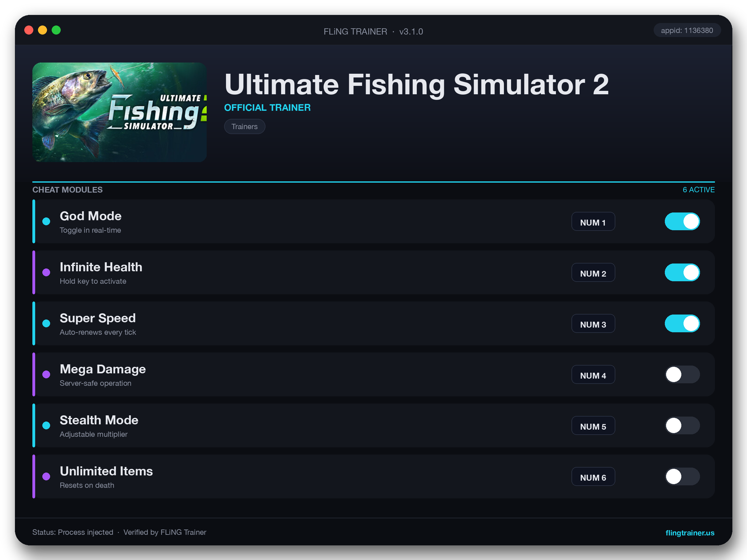 Ultimate Fishing Simulator 2 Trainer interface