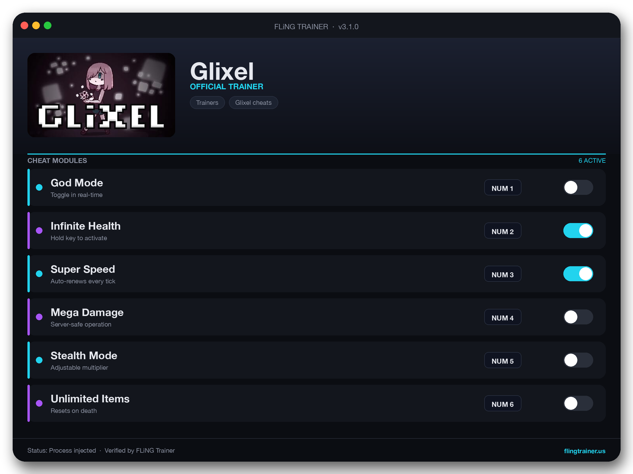 Glixel Trainer interface