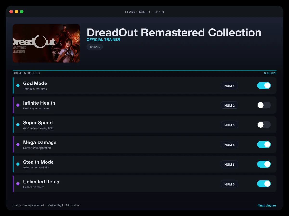 DreadOut Remastered Collection Trainer interface