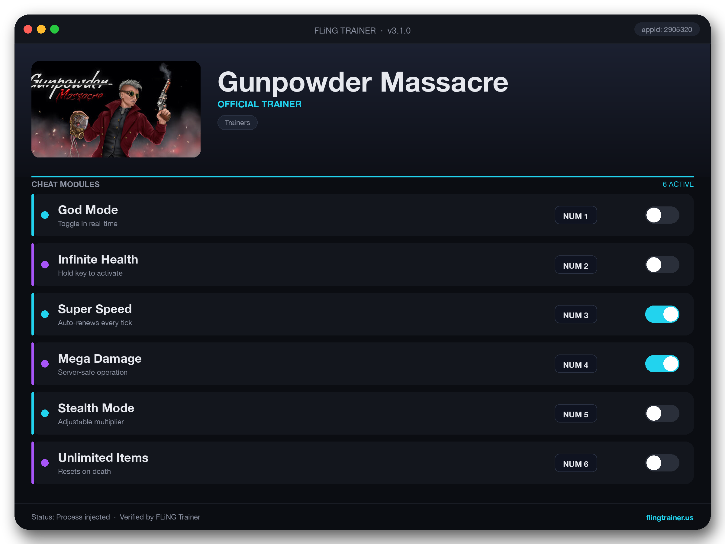 Gunpowder Massacre Trainer interface