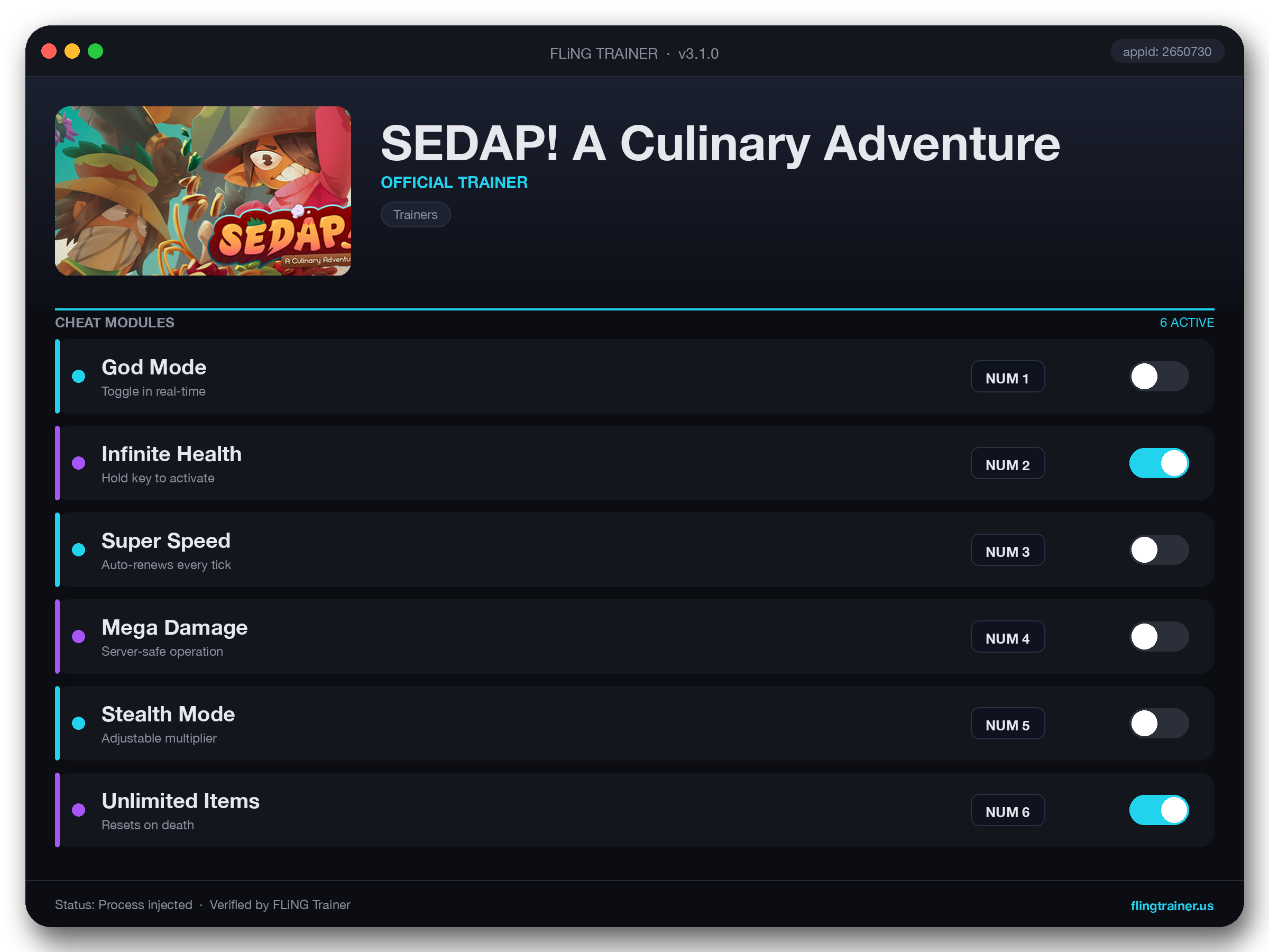 SEDAP! A Culinary Adventure Trainer interface