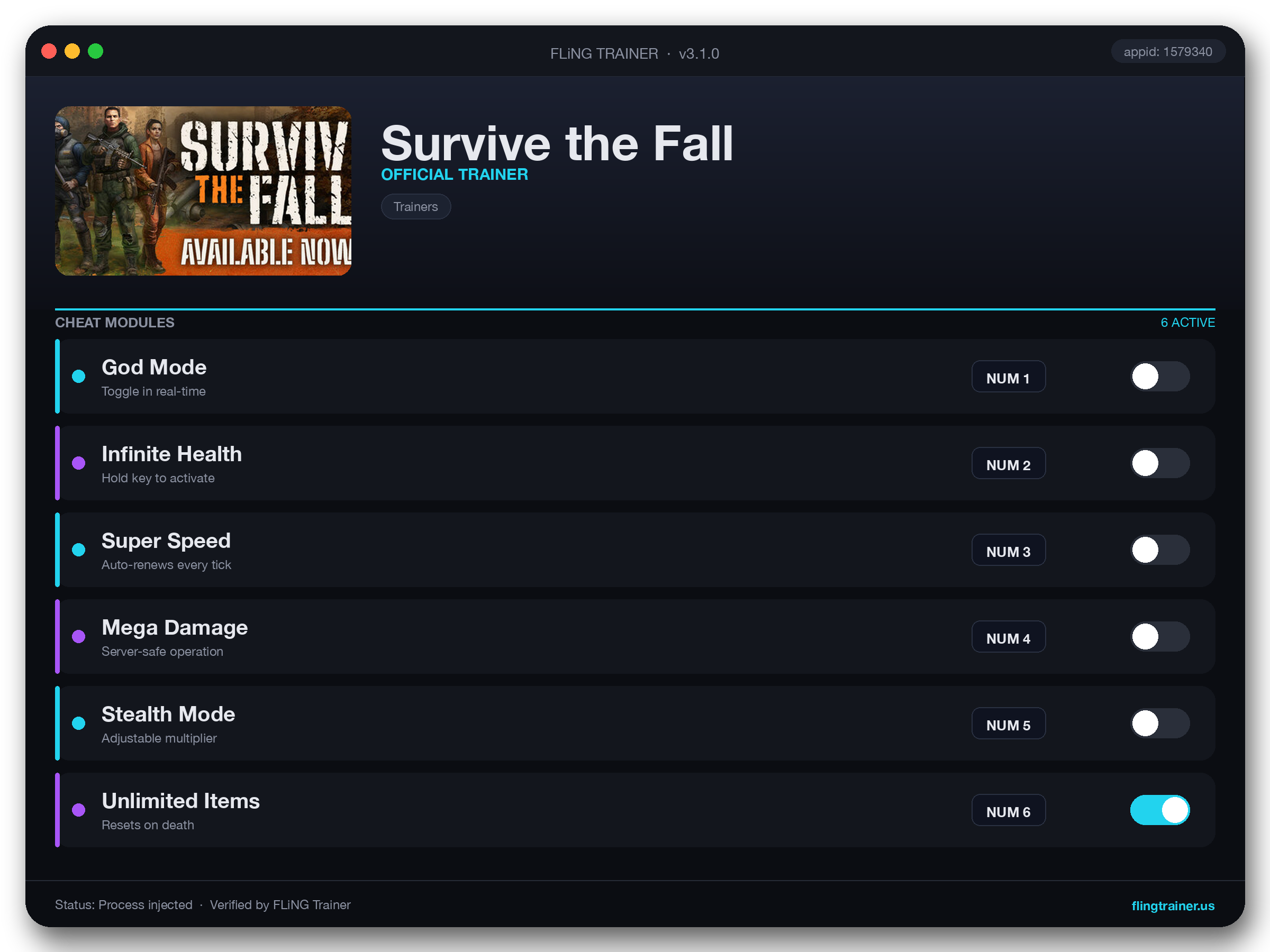Survive the Fall Trainer interface