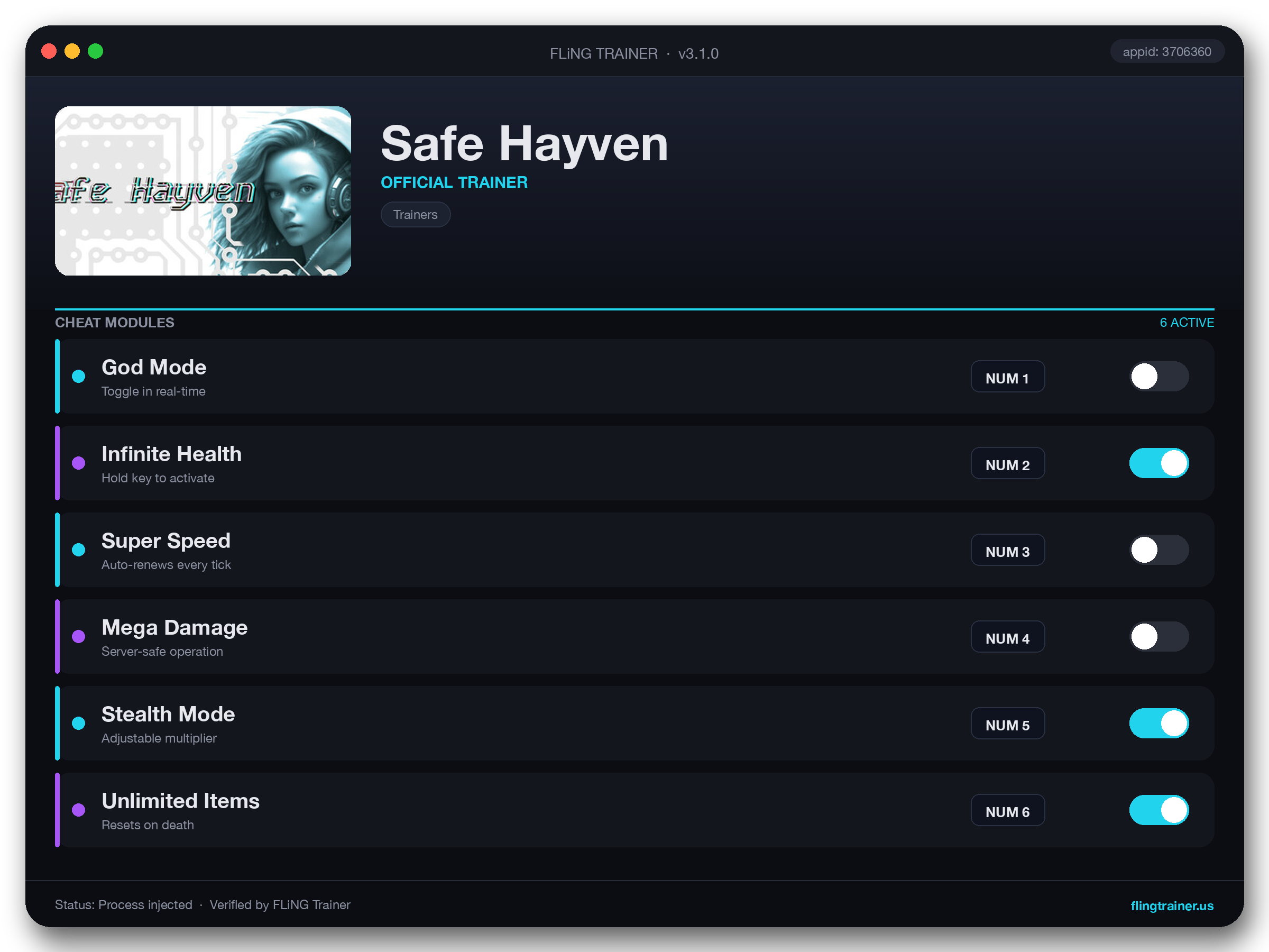 Safe Hayven Trainer interface