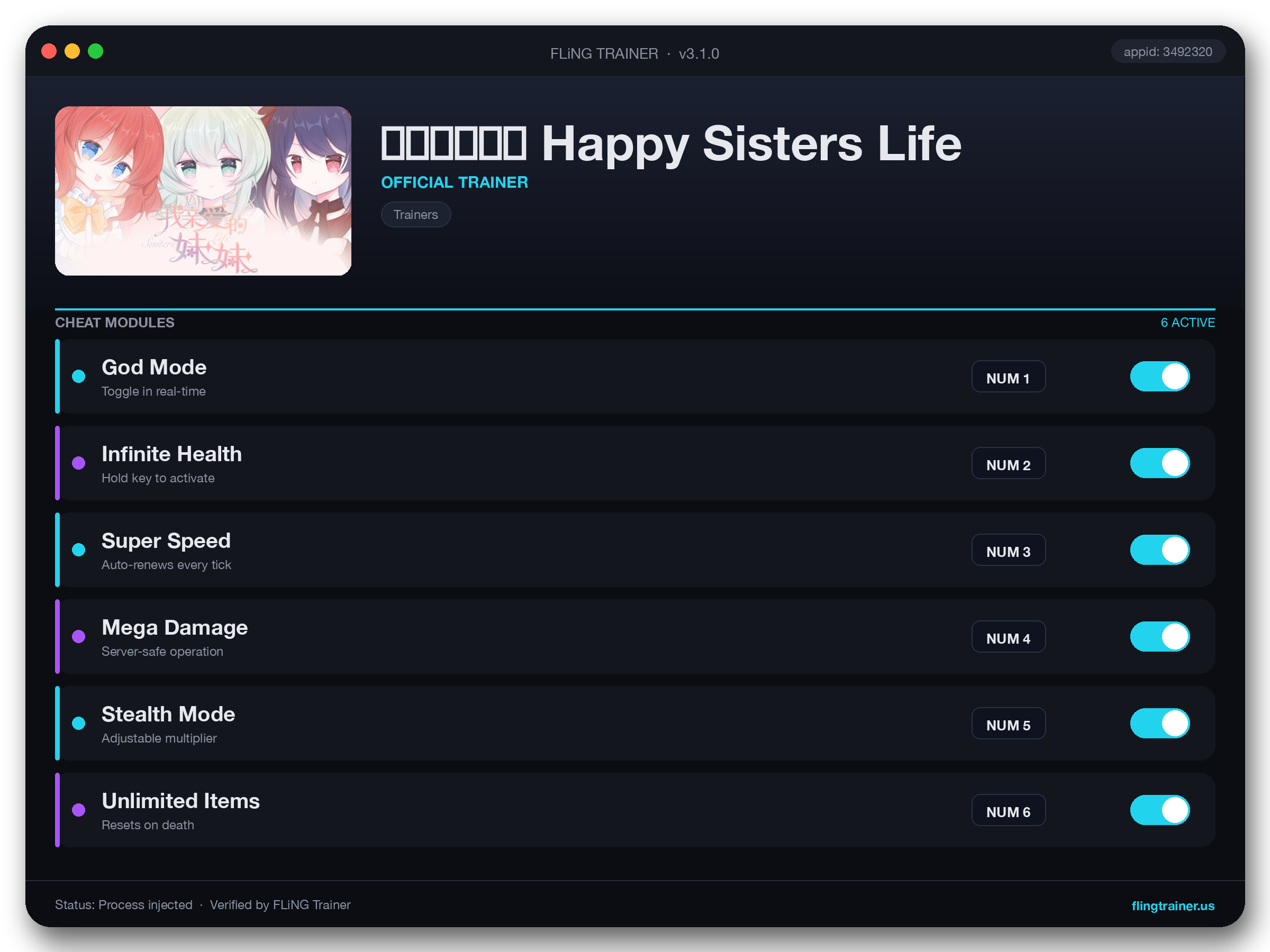 我亲爱的妹妹 Happy Sisters Life Trainer interface