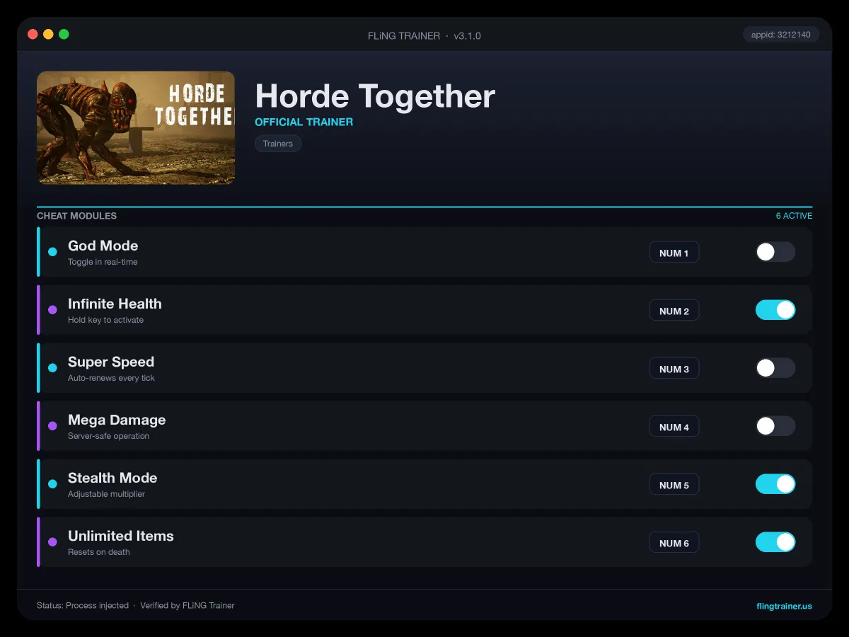 Horde Together Trainer interface