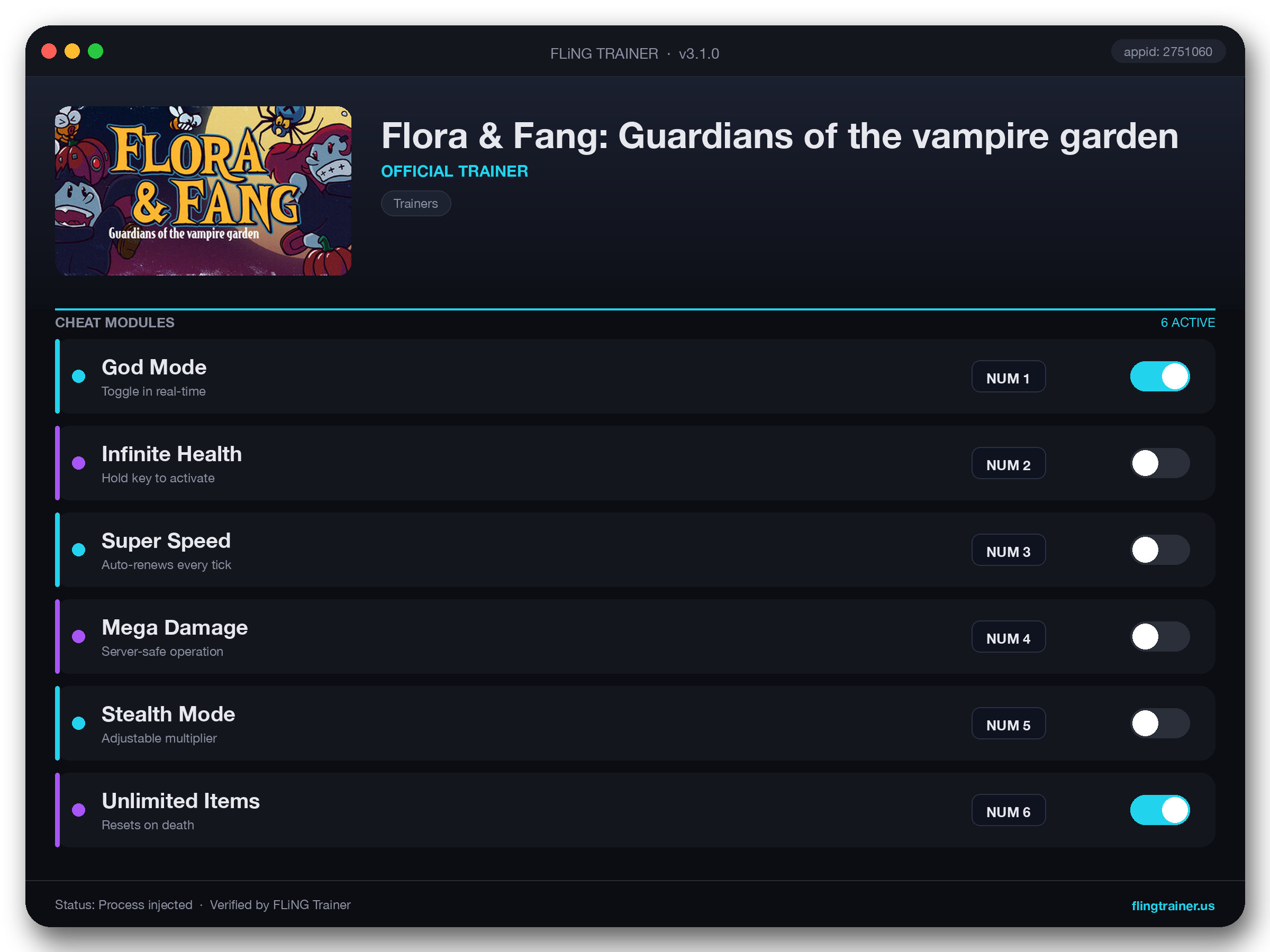 Flora & Fang: Guardians of the vampire garden Trainer interface