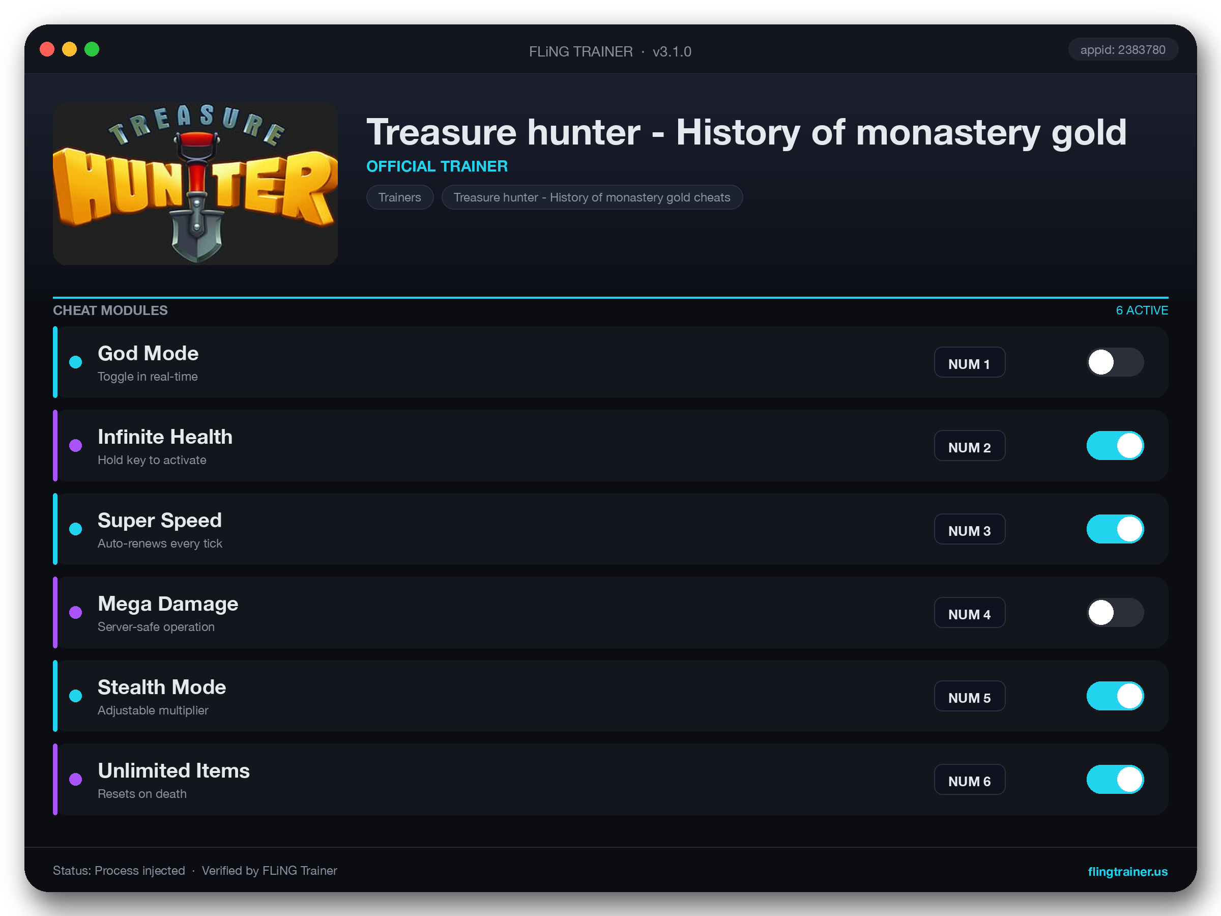 Treasure hunter - History of monastery gold Trainer interface