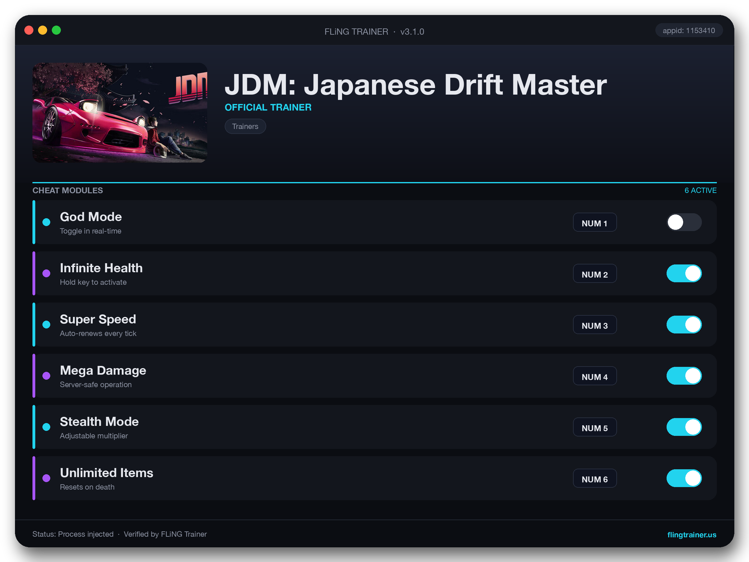 JDM: Japanese Drift Master Trainer interface