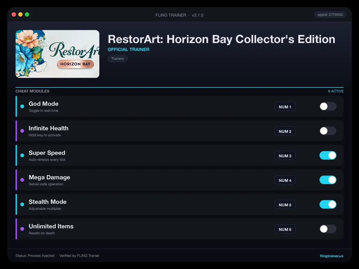 RestorArt: Horizon Bay Collector's Edition Trainer interface