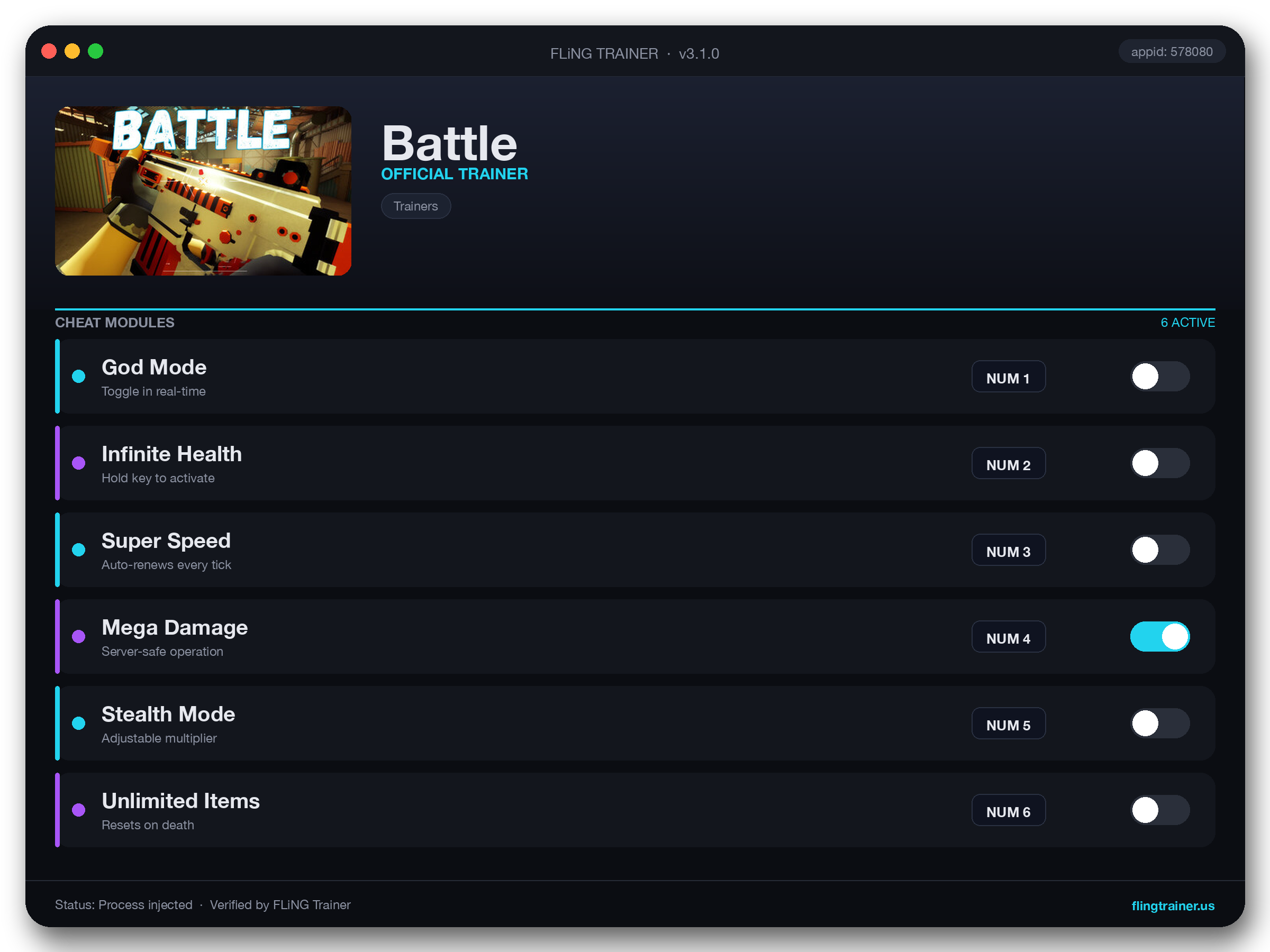 Battle Trainer interface
