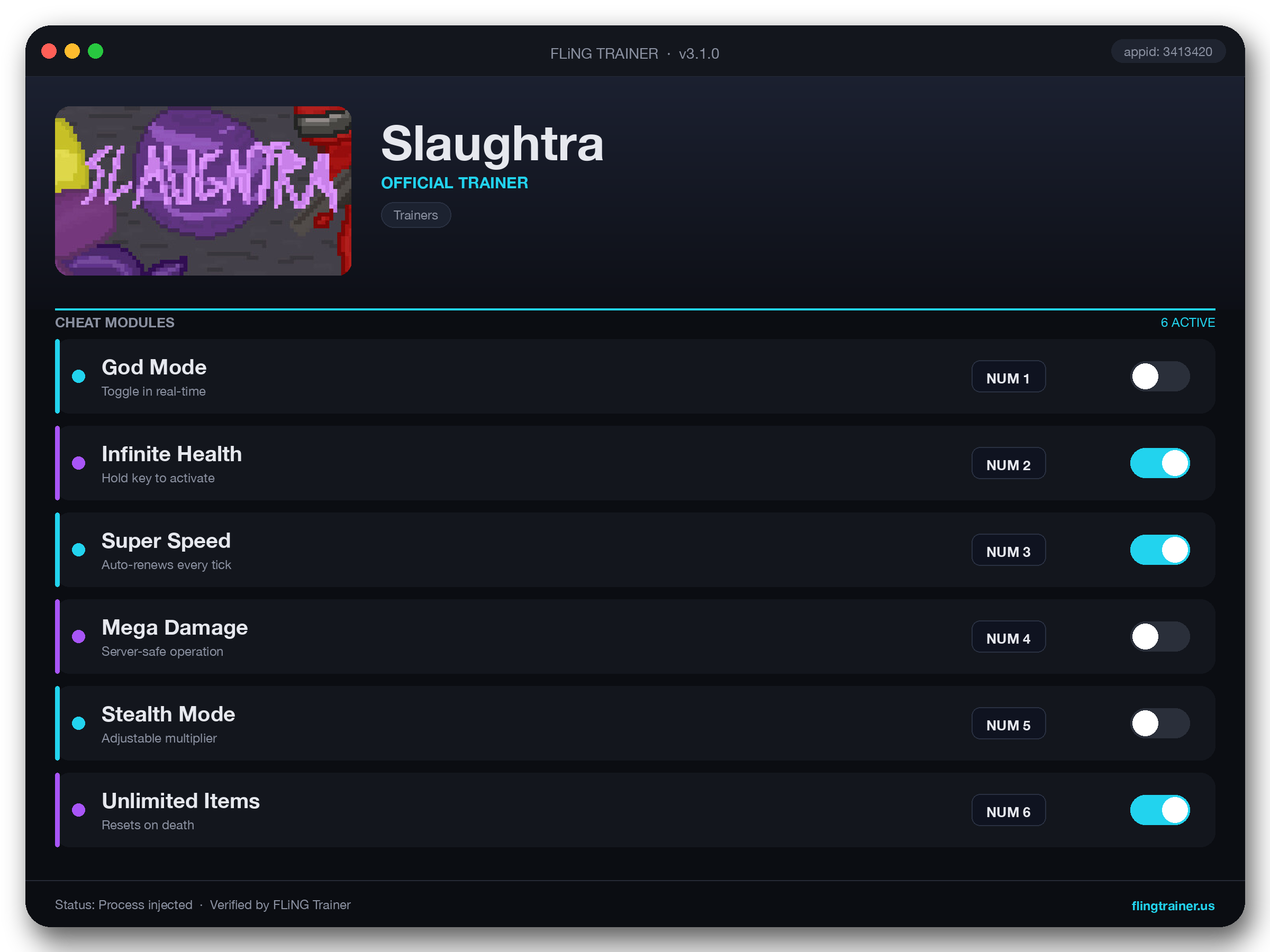 Slaughtra Trainer interface