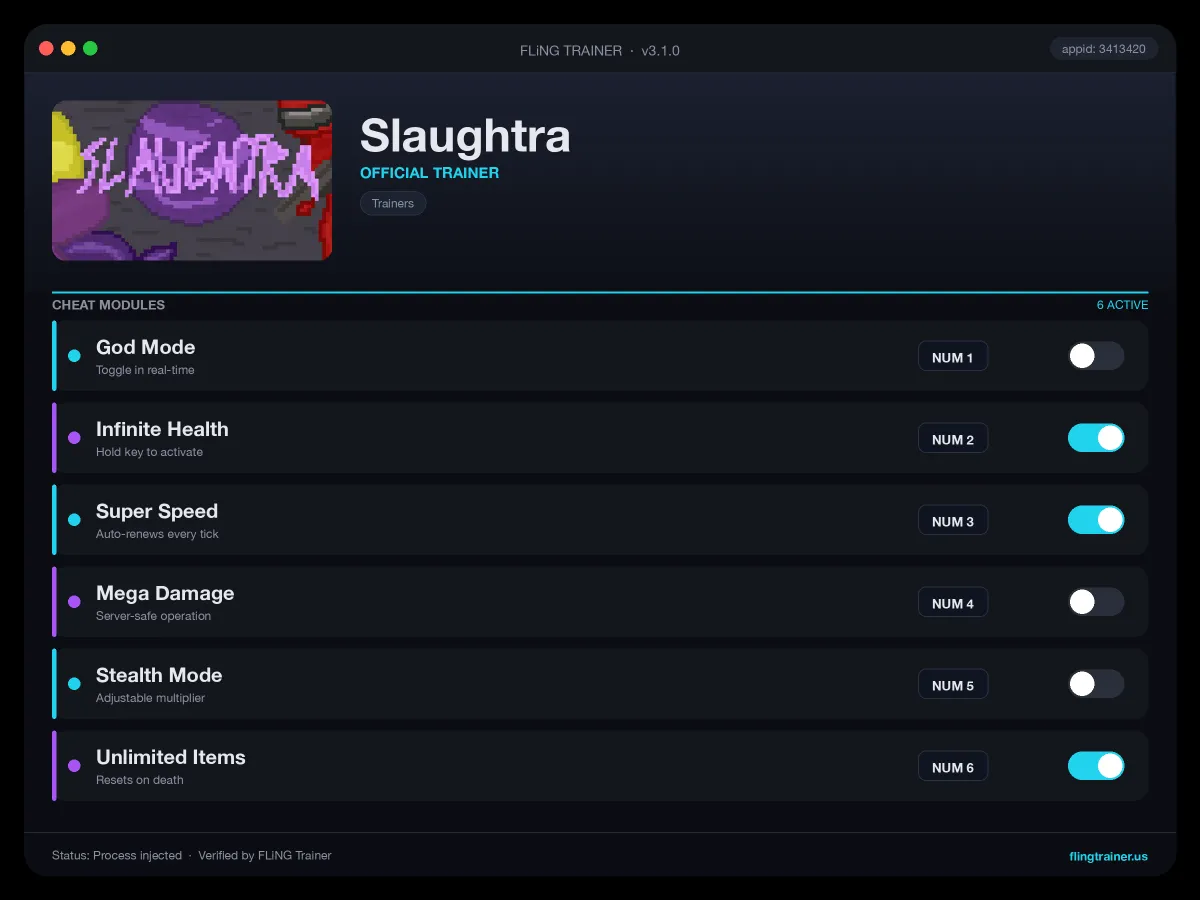Slaughtra Trainer interface