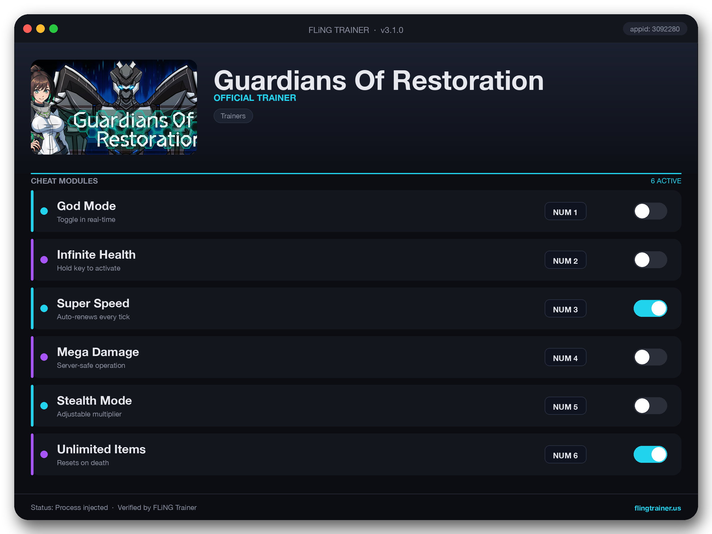 Guardians Of Restoration Trainer interface