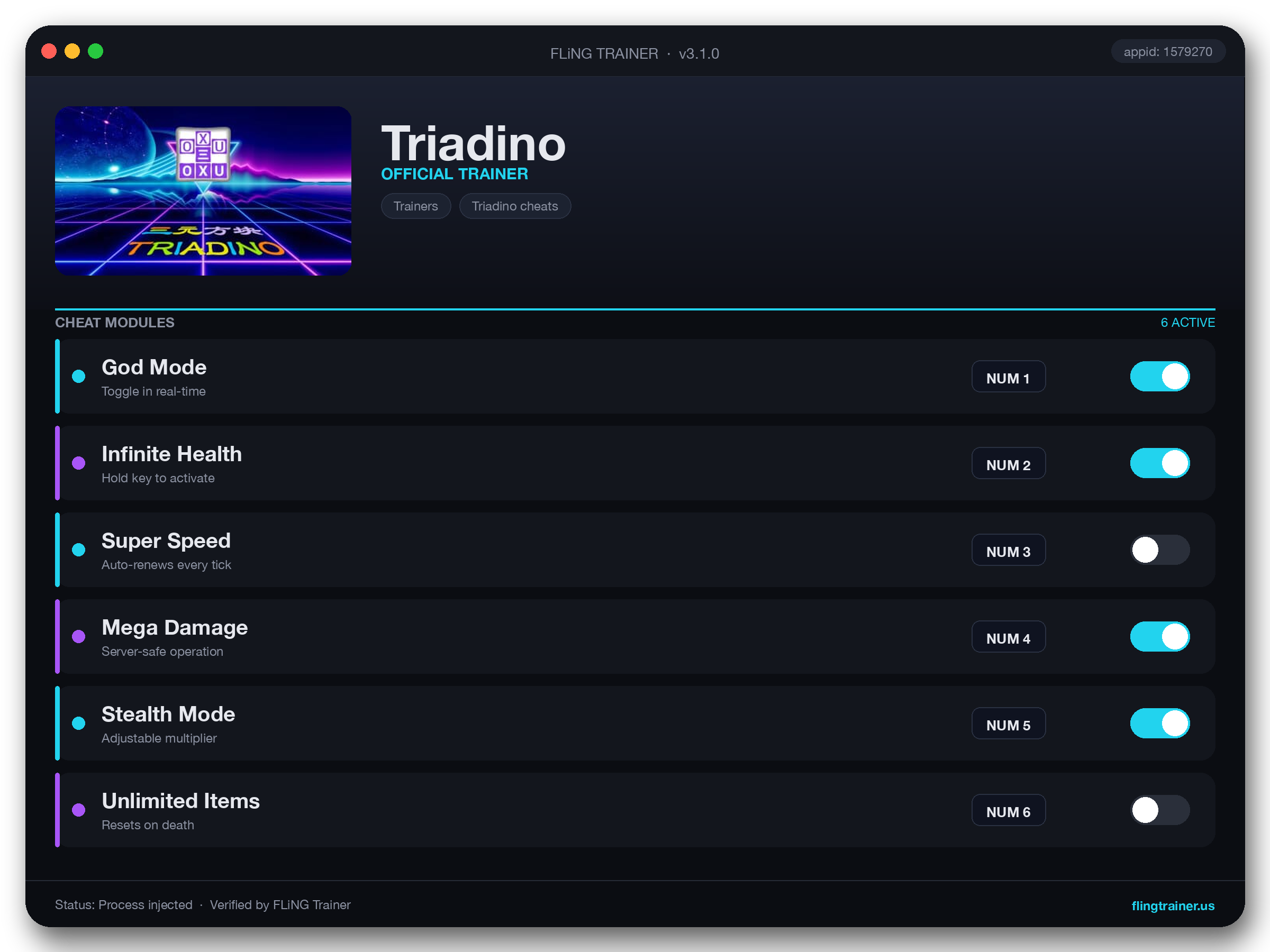 Triadino Trainer interface