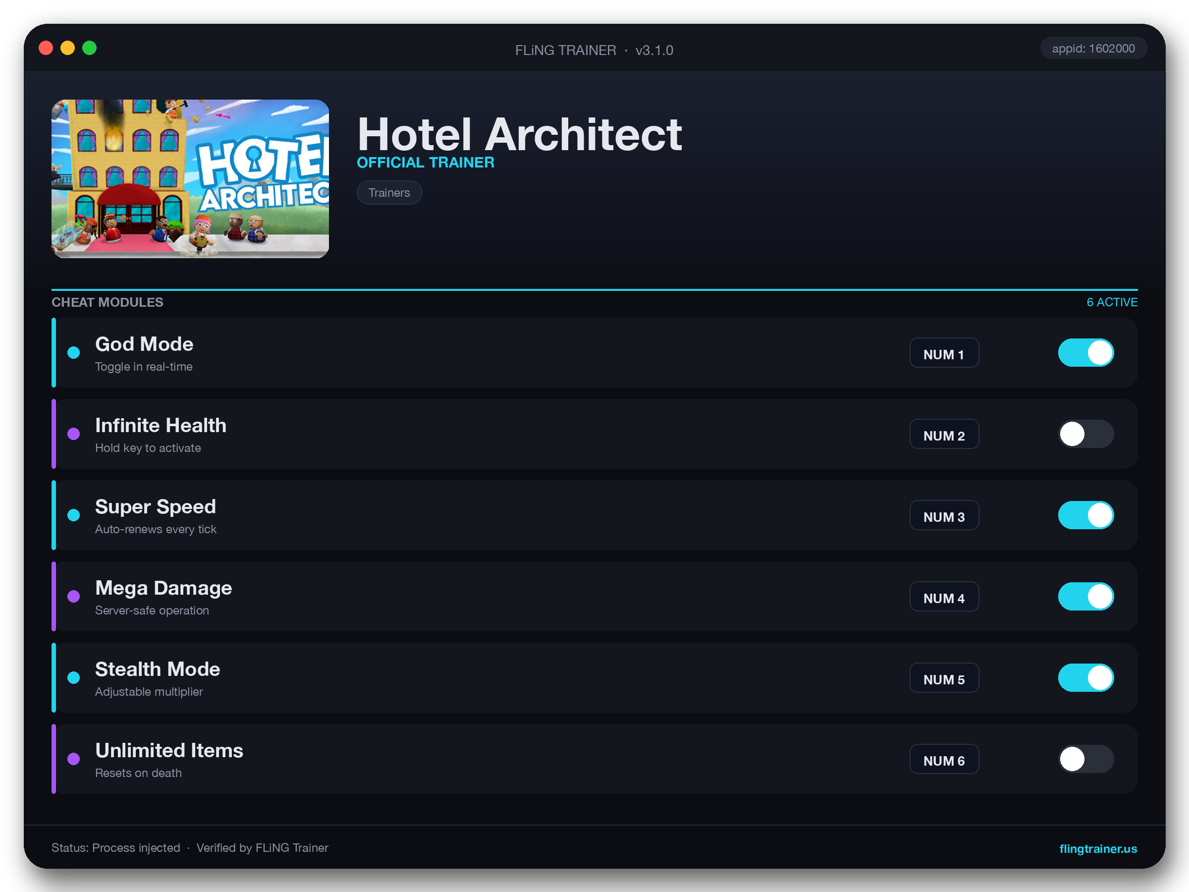 Hotel Architect Trainer interface