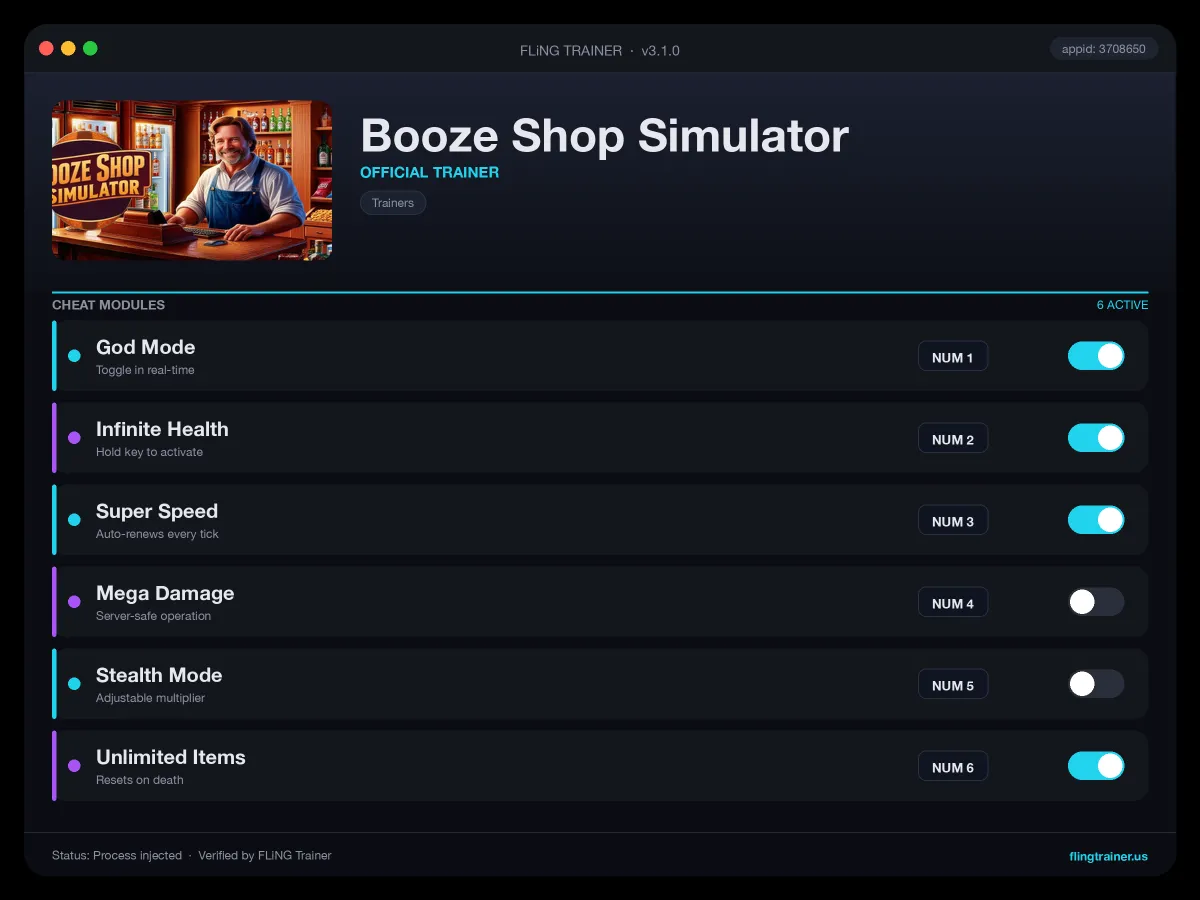 Booze Shop Simulator Trainer interface