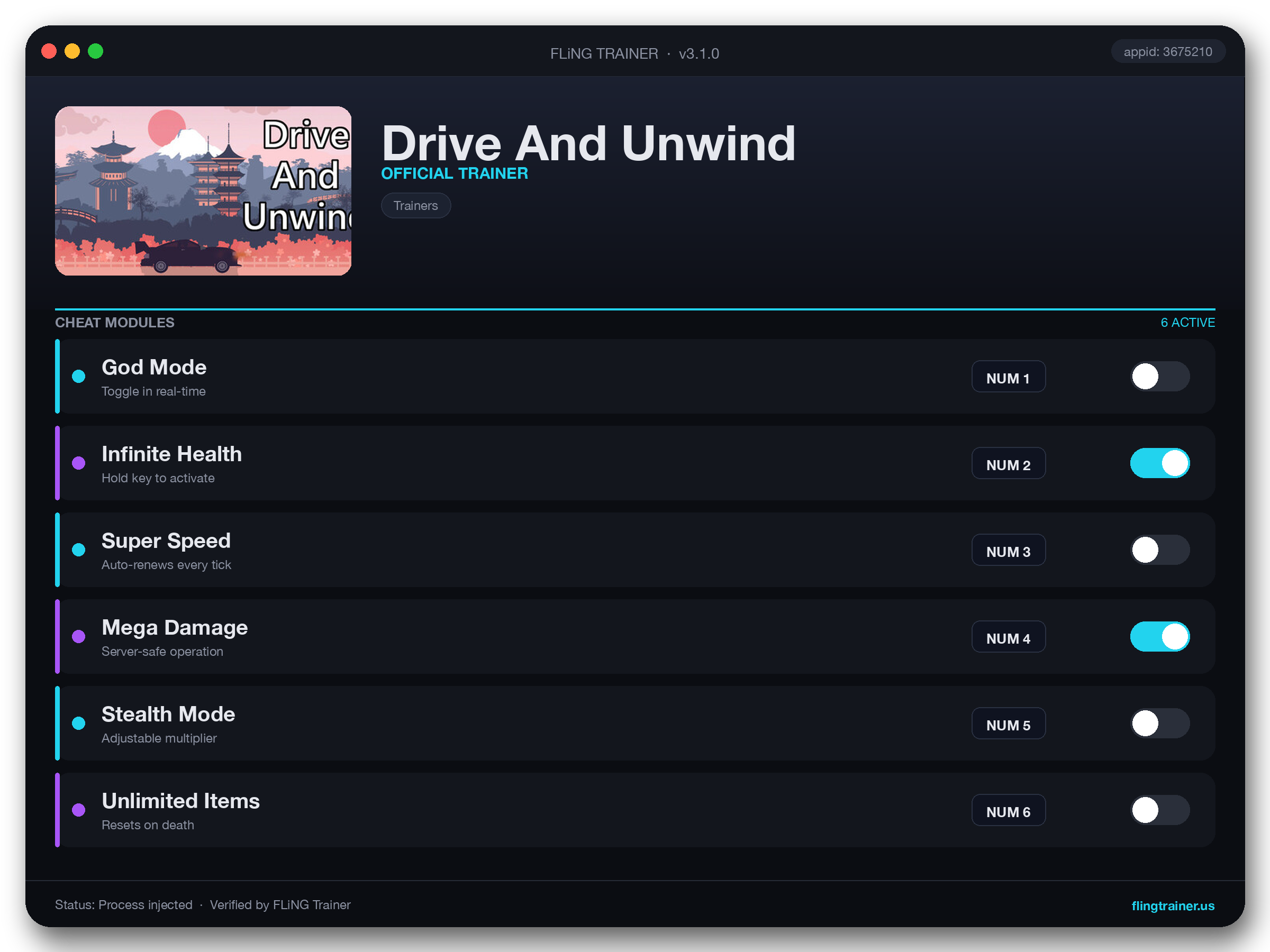 Drive And Unwind Trainer interface